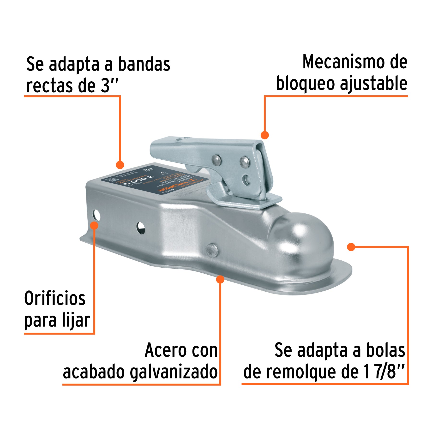 Acoplador para remolque, para bola de 1-7/8", TRUPER