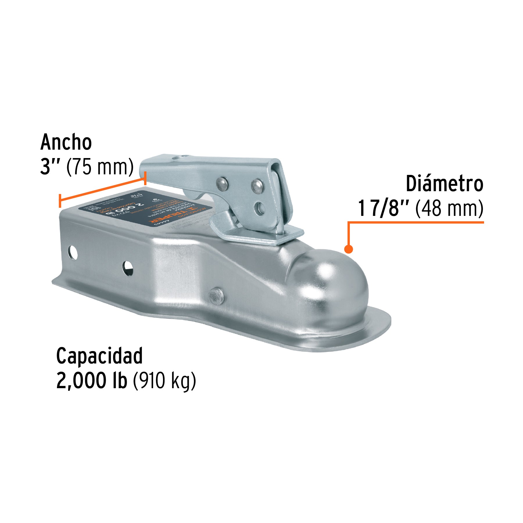 Acoplador para remolque, para bola de 1-7/8", TRUPER