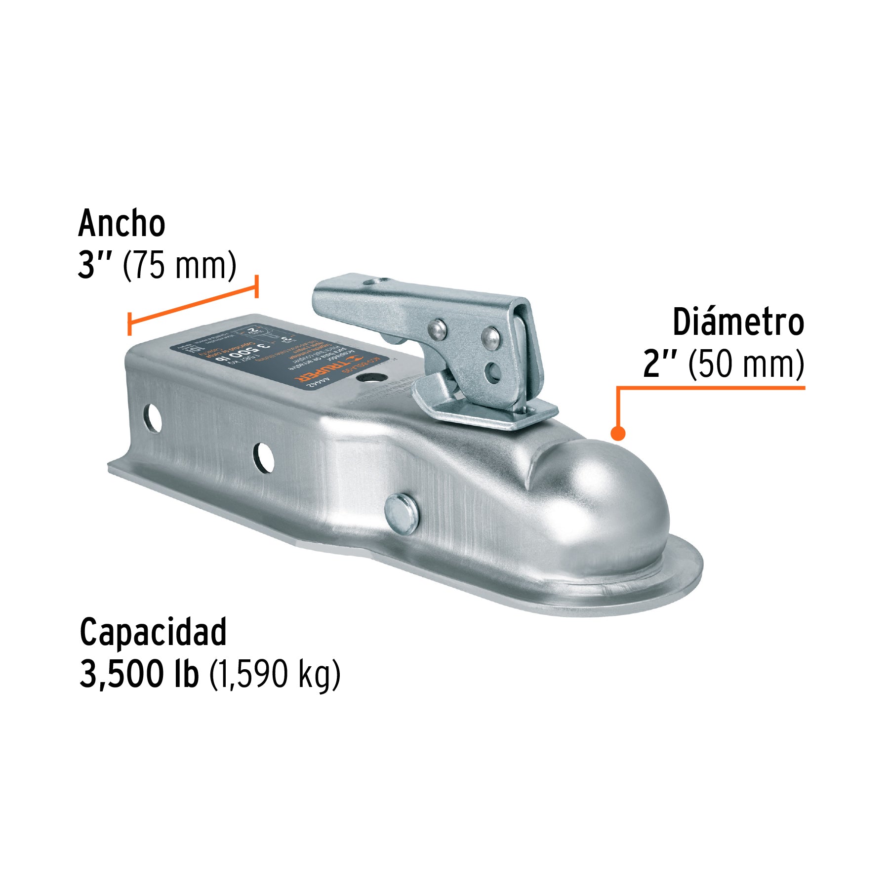 Acoplador para remolque, para bola de 2", TRUPER
