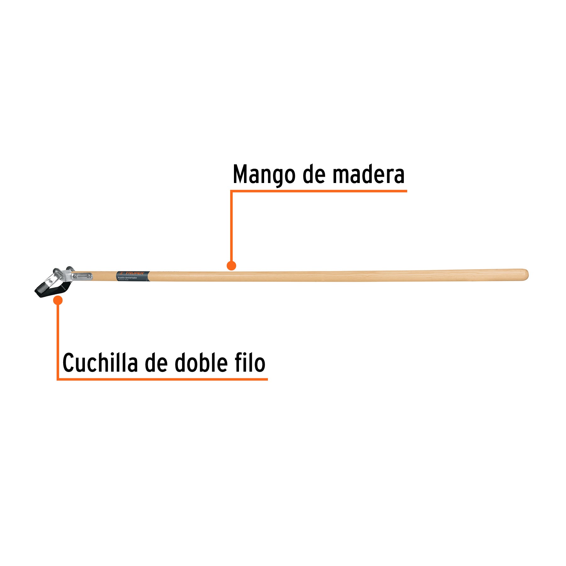 Deshierbador, mango de madera 54", TRUPER