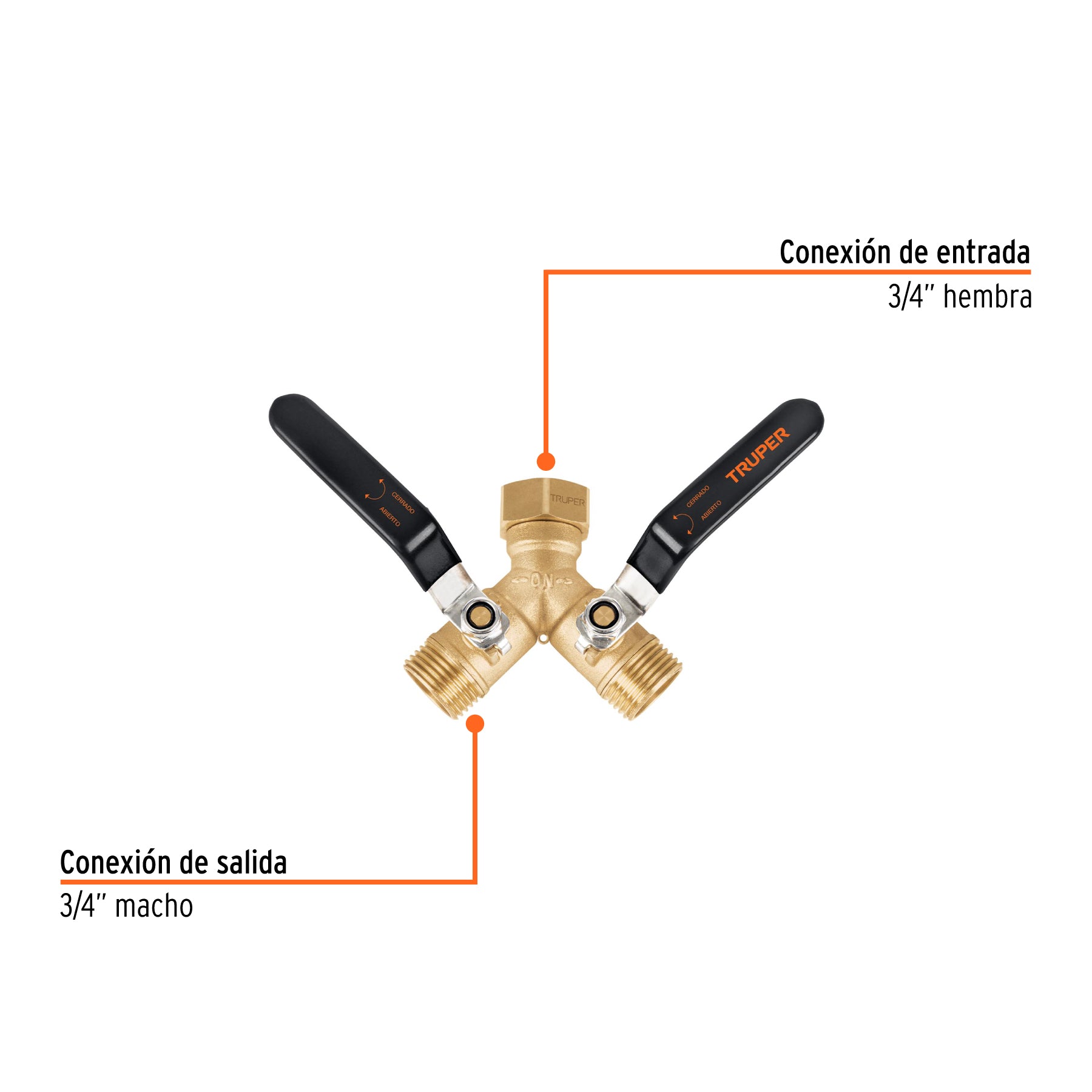 Conector "Y" 3/4" cuerpo robusto con tuerca móvil p/manguera
