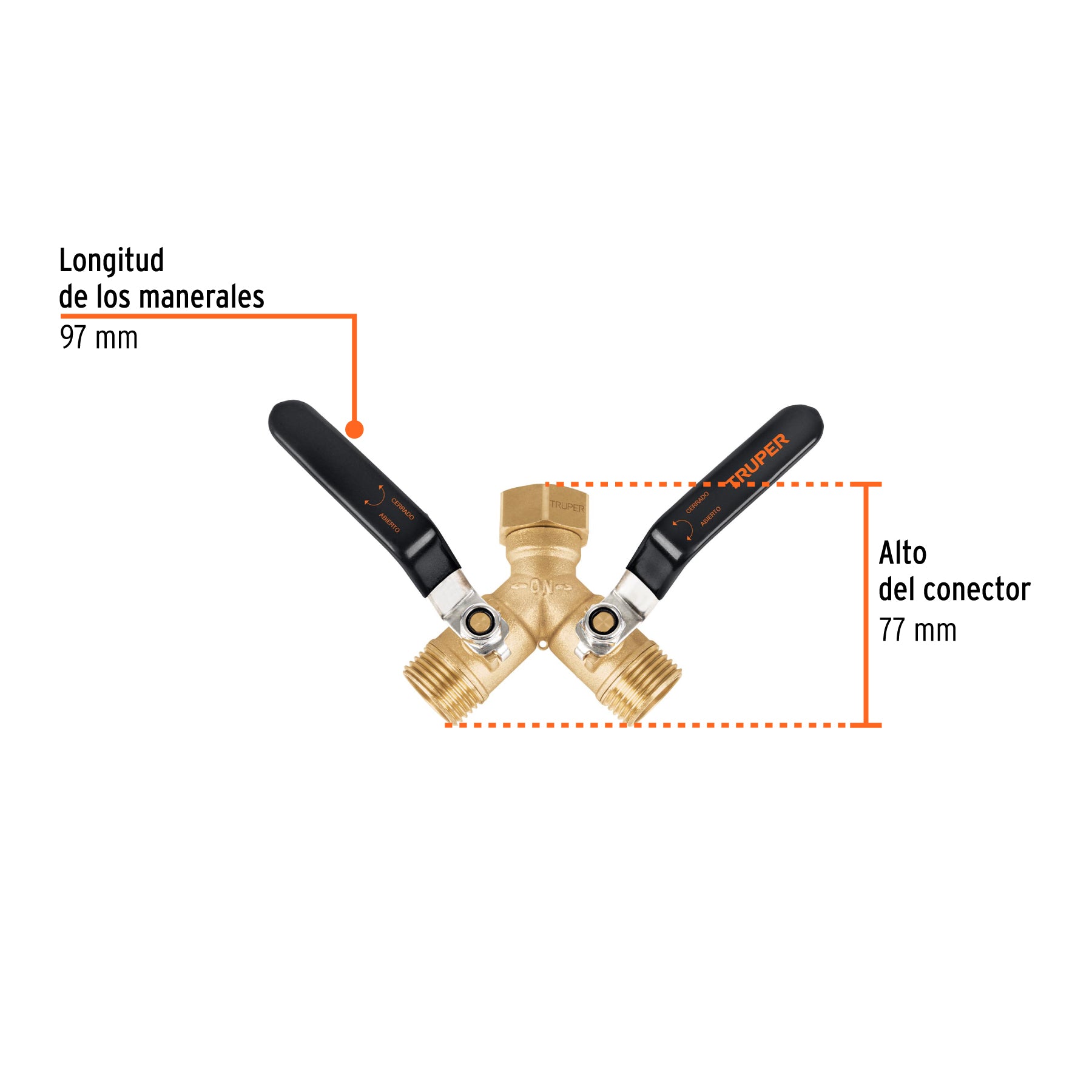 Conector "Y" 3/4" cuerpo robusto con tuerca móvil p/manguera
