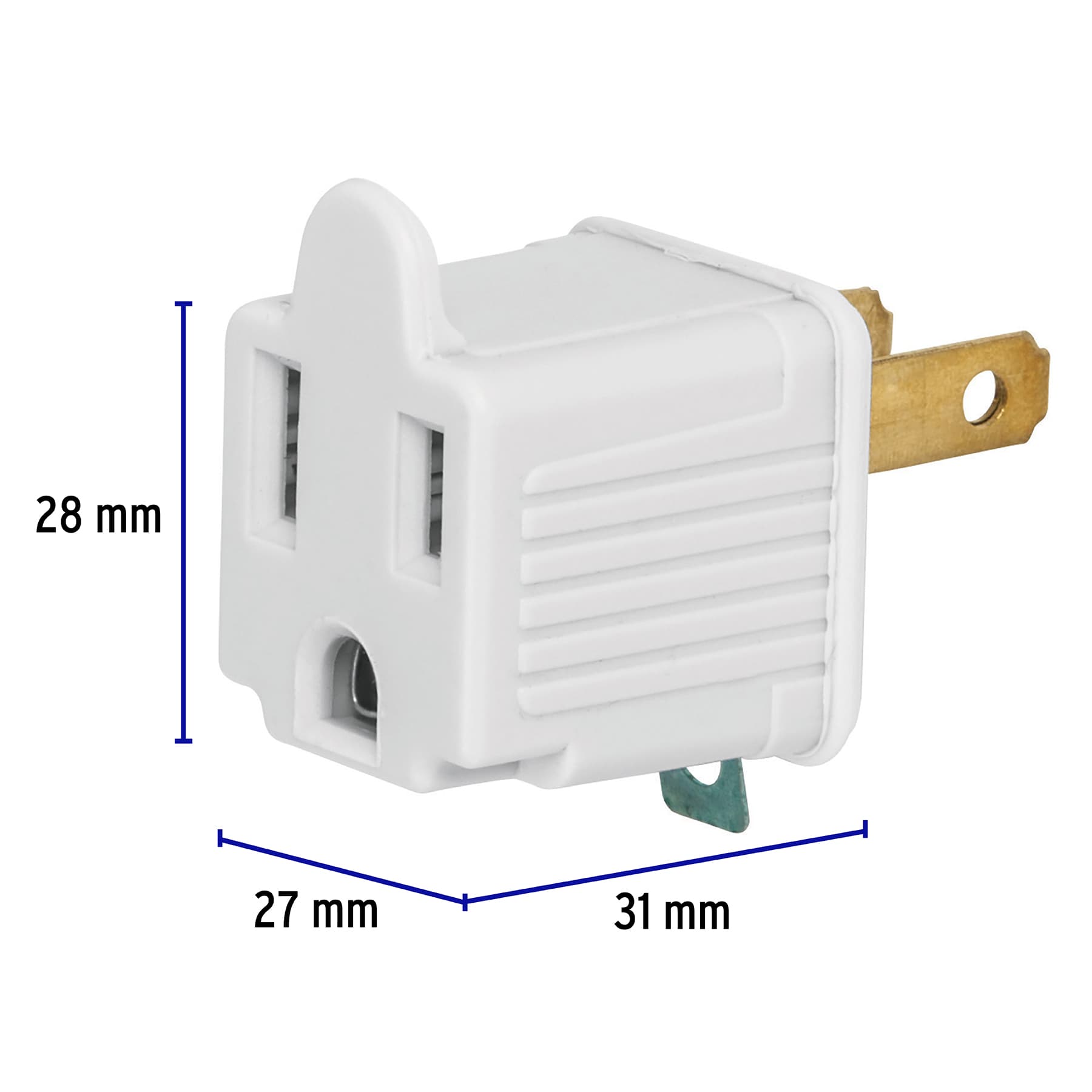 Adaptador 3 a 2, blanco, a granel, VOLTECK