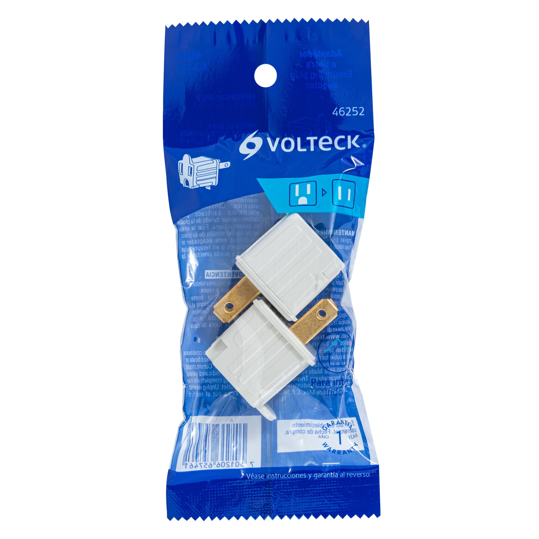 Bolsa con 2 adaptadores 3 a 2 blancos, VOLTECK
