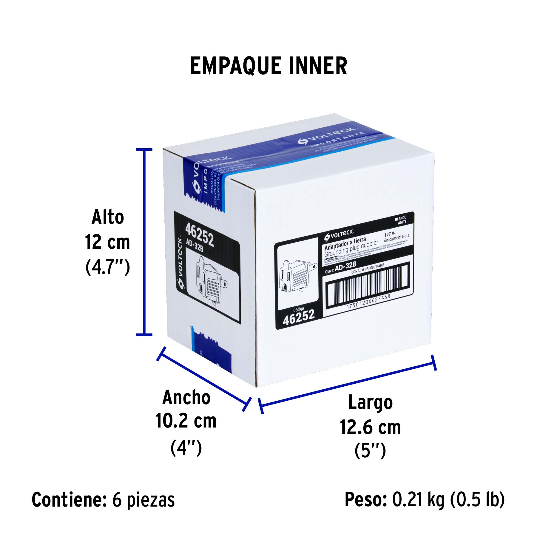 Bolsa con 2 adaptadores 3 a 2 blancos, VOLTECK - Empaque