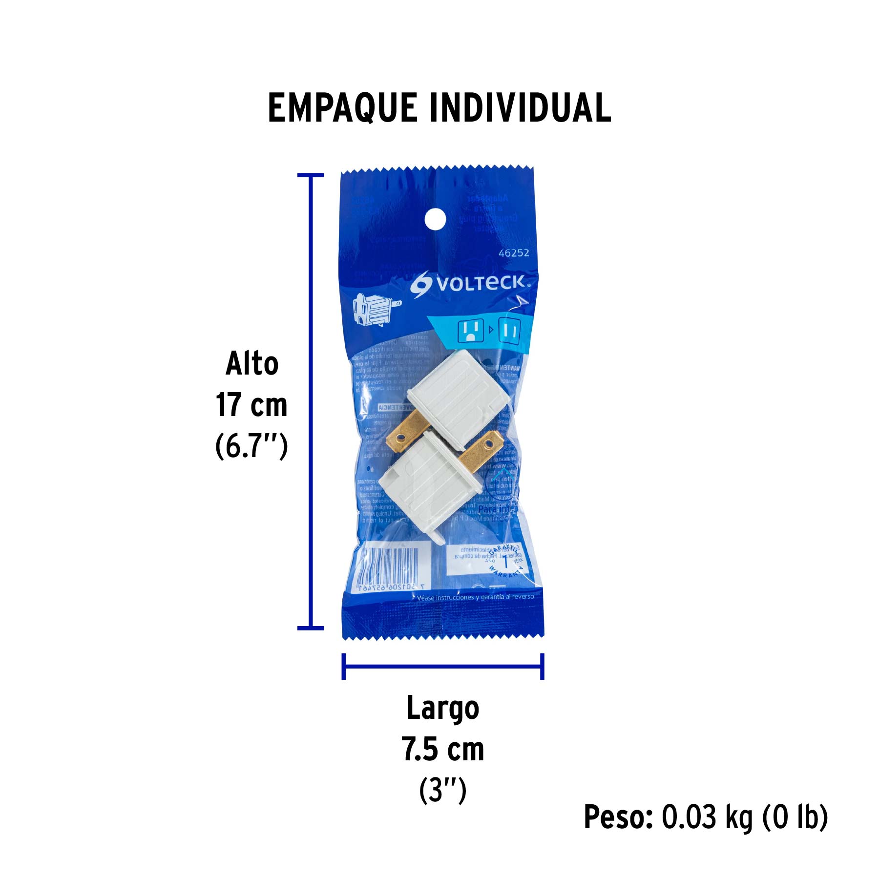 Bolsa con 2 adaptadores 3 a 2 blancos, VOLTECK - Empaque