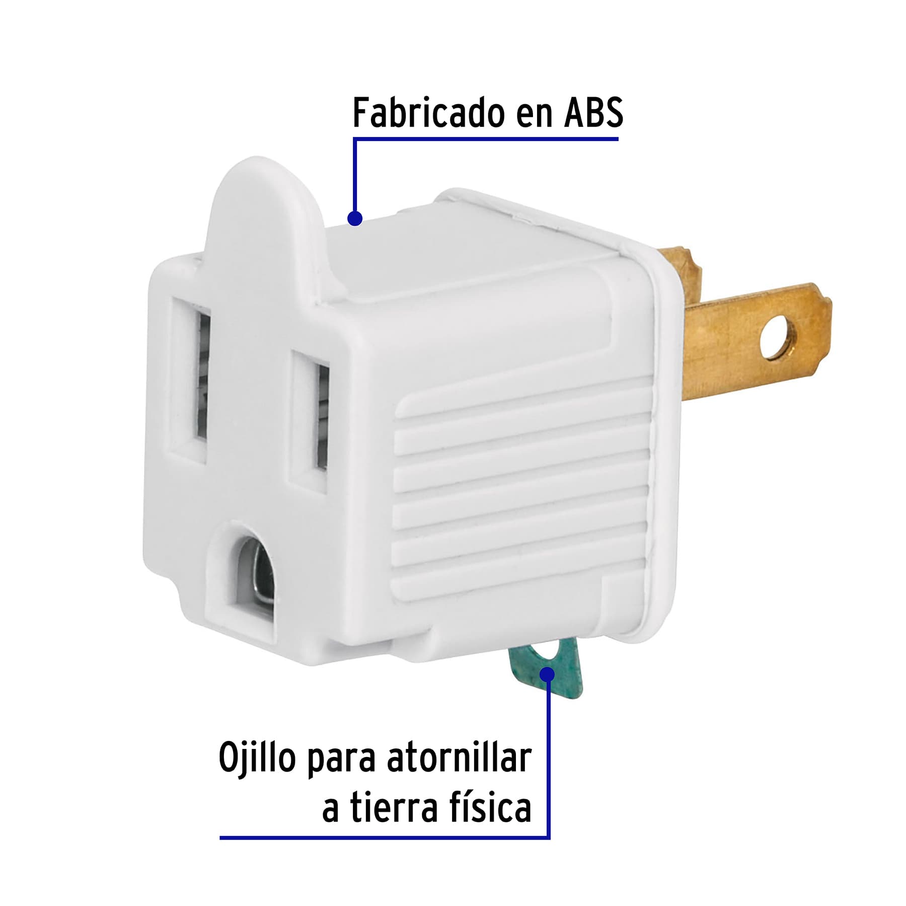 Bolsa con 2 adaptadores 3 a 2 blancos, VOLTECK