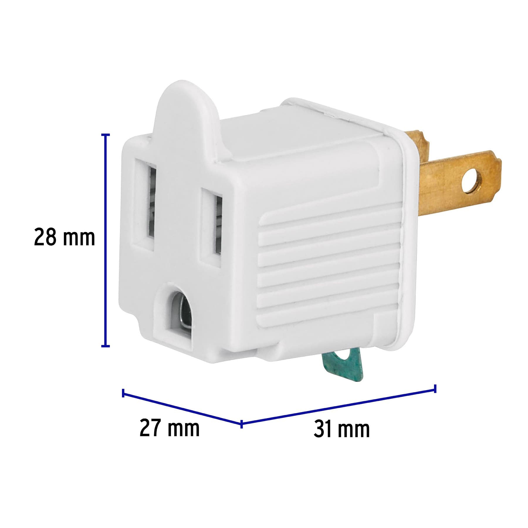 Bolsa con 2 adaptadores 3 a 2 blancos, VOLTECK