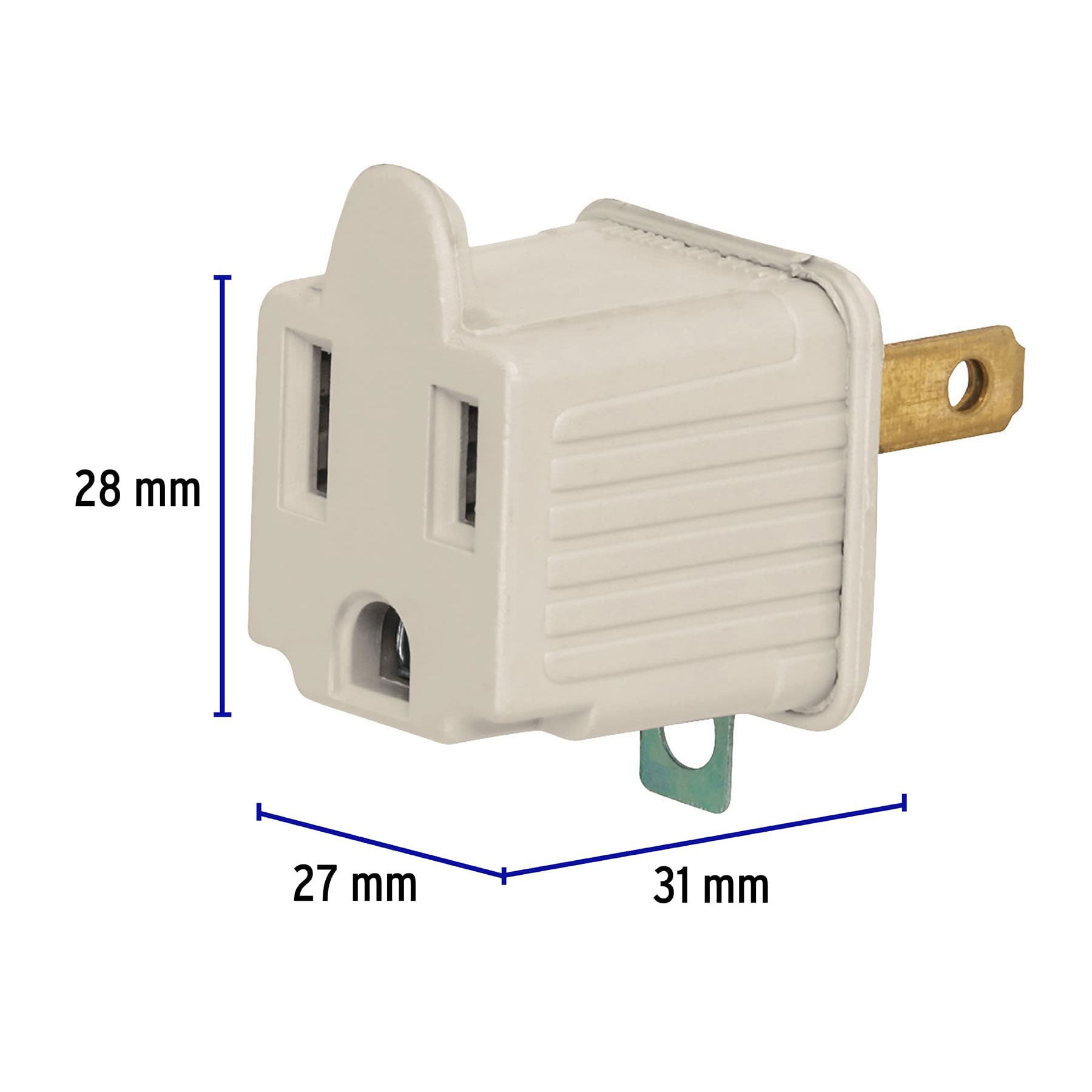 Adaptador 3 a 2, gris, a granel, VOLTECK