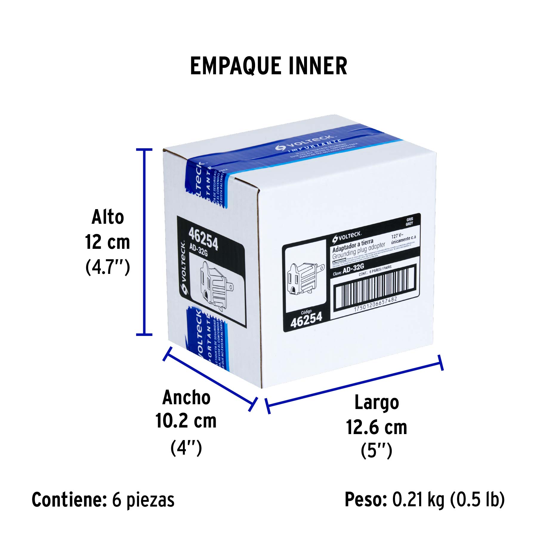 Bolsa con 2 adaptadores 3 a 2 grises, VOLTECK - Empaque
