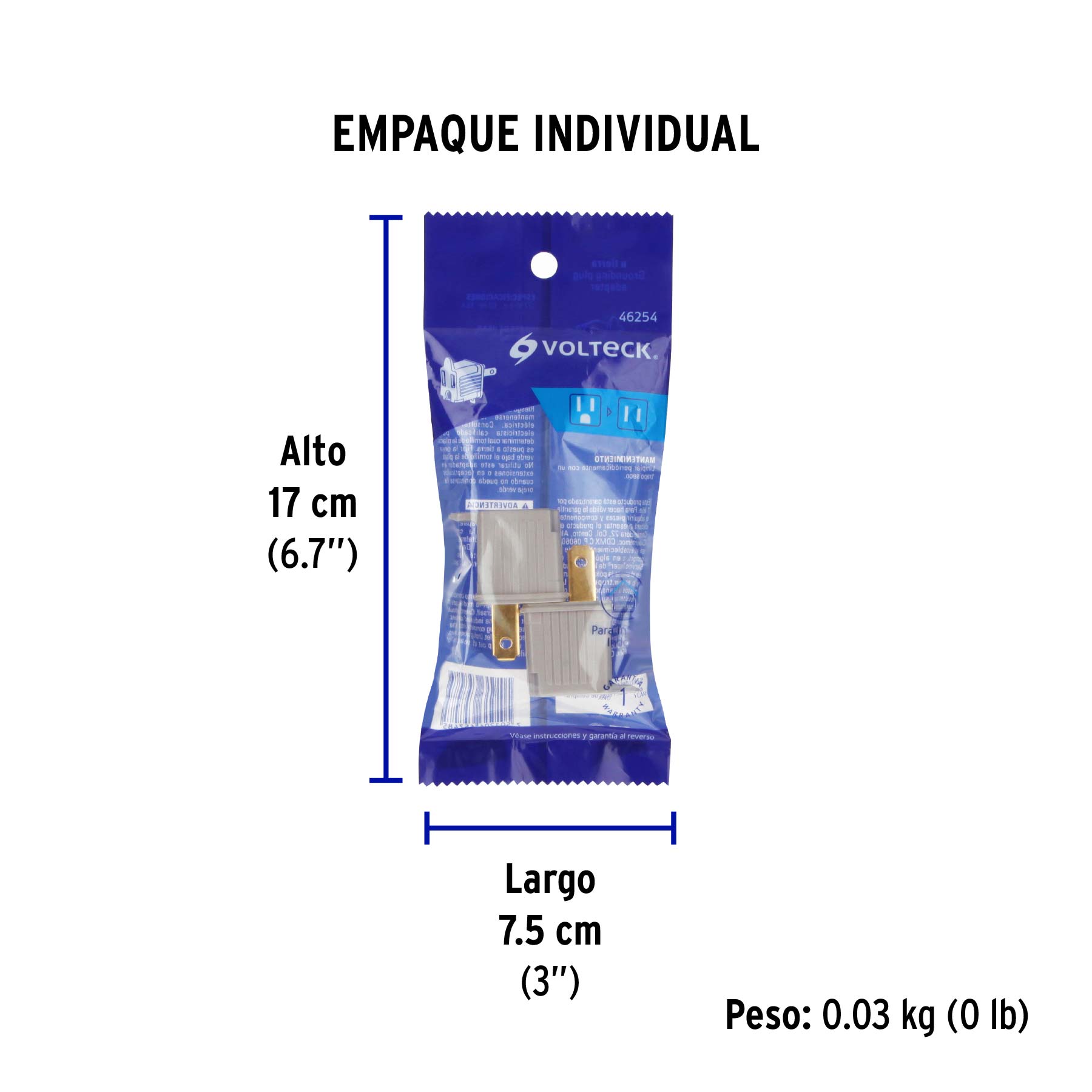Bolsa con 2 adaptadores 3 a 2 grises, VOLTECK - Empaque