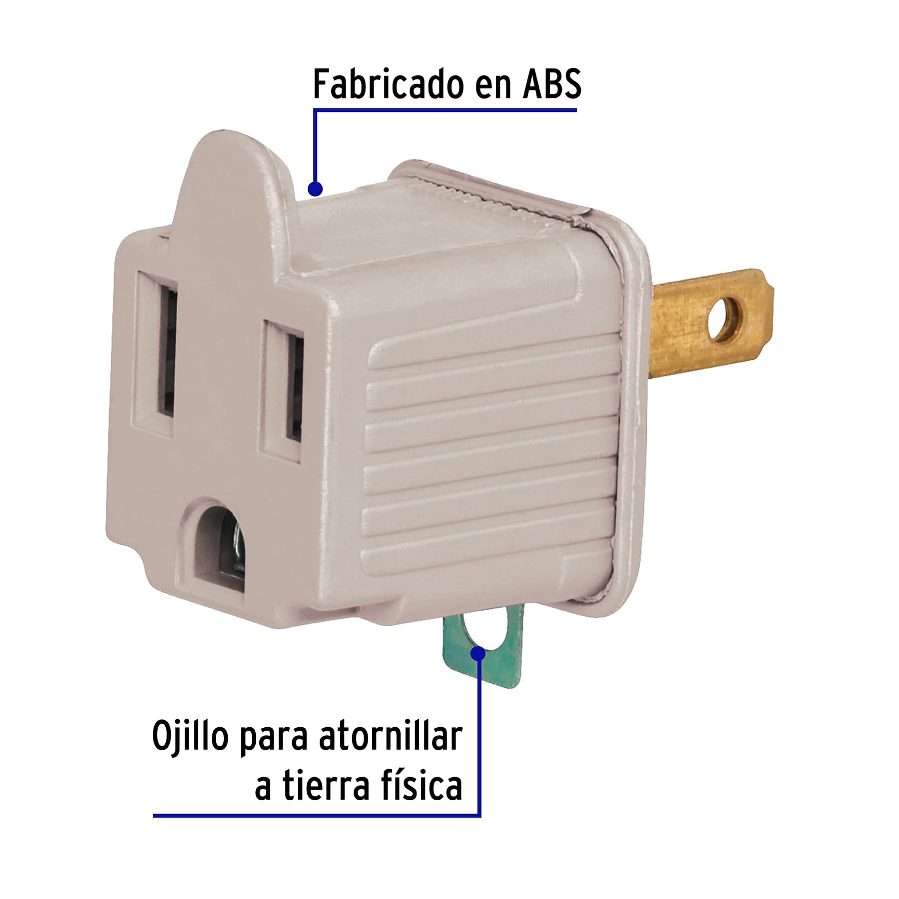 Bolsa con 2 adaptadores 3 a 2 grises, VOLTECK