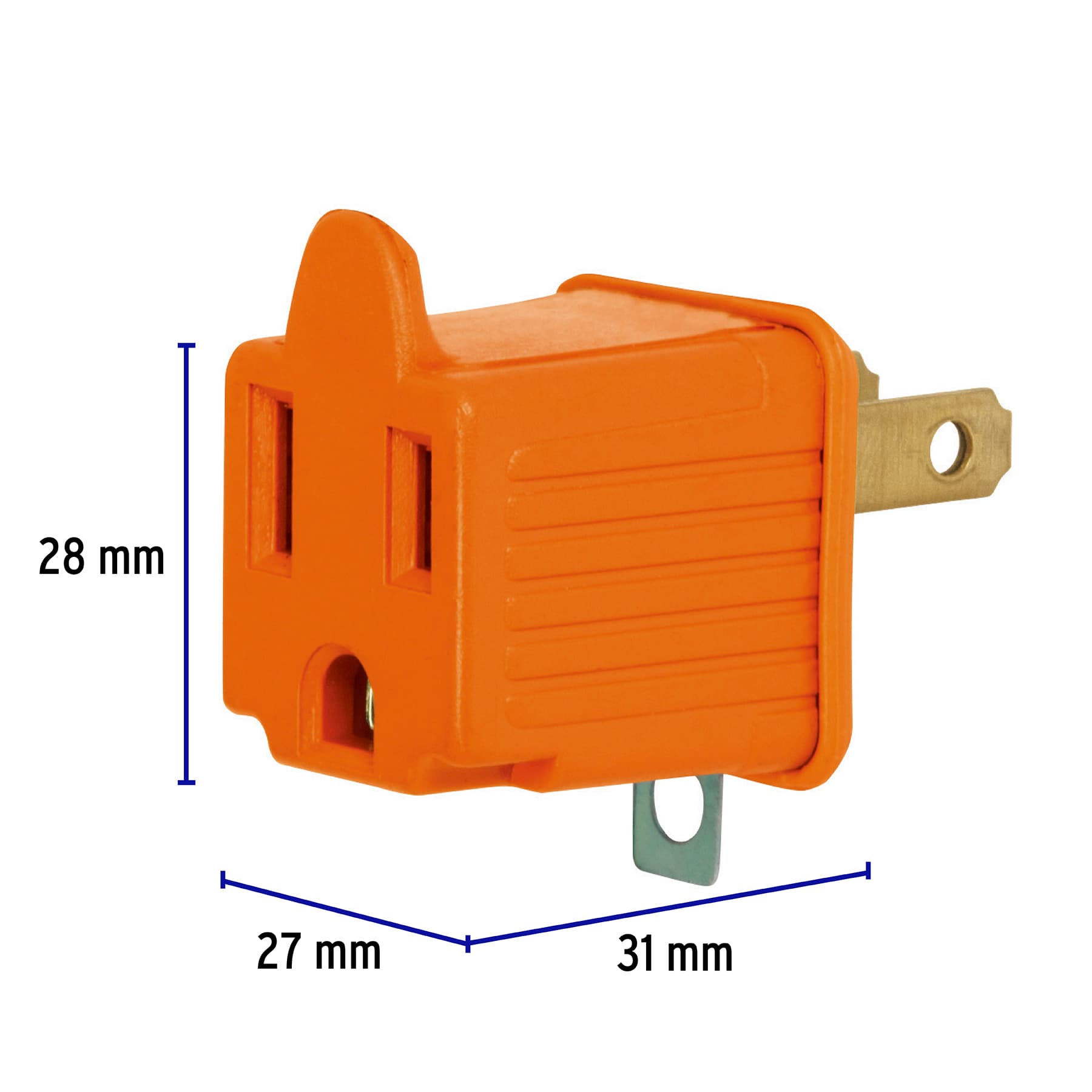 Adaptador 3 a 2, naranja, a granel, VOLTECK