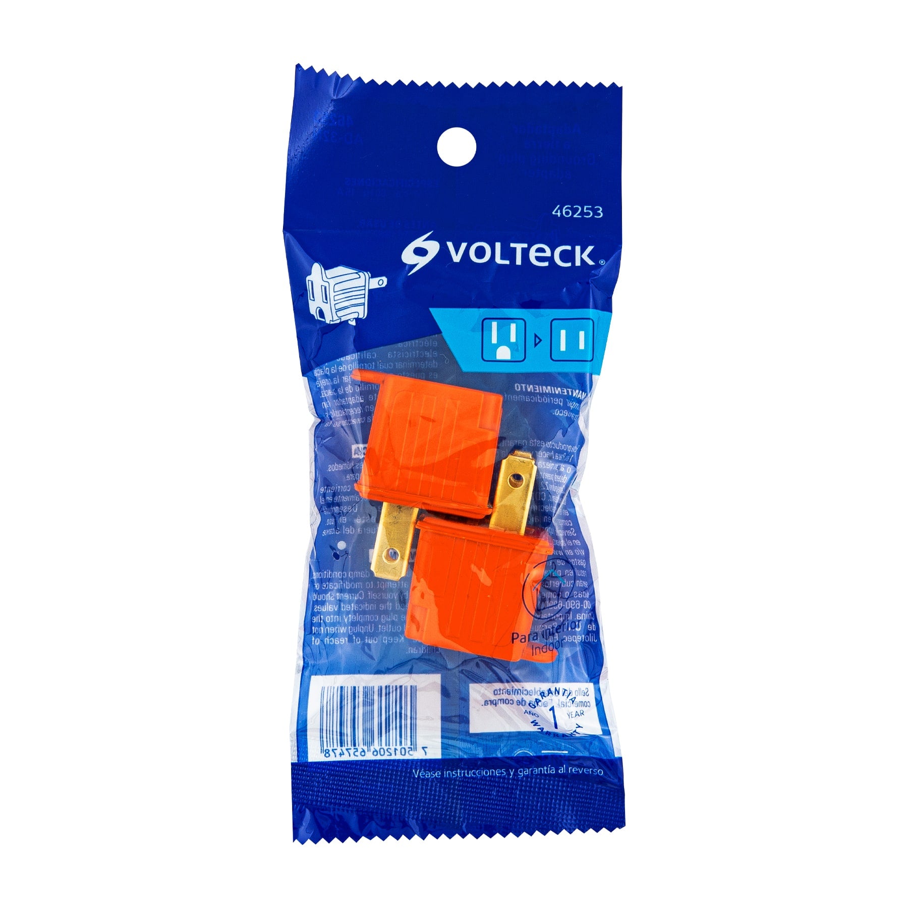 Bolsa con 2 adaptadores 3 a 2 naranjas, VOLTECK