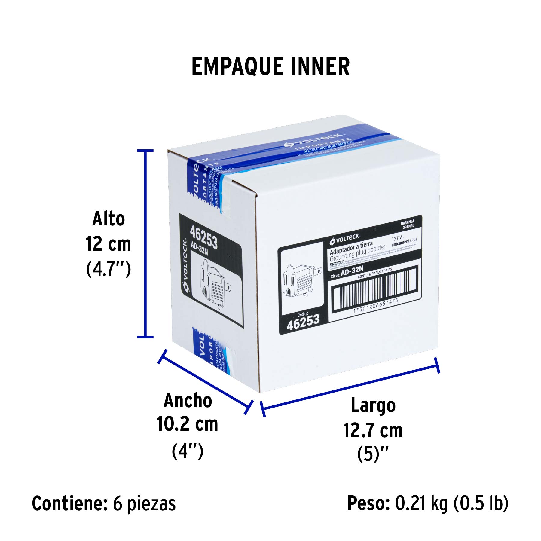 Bolsa con 2 adaptadores 3 a 2 naranjas, VOLTECK - Empaque