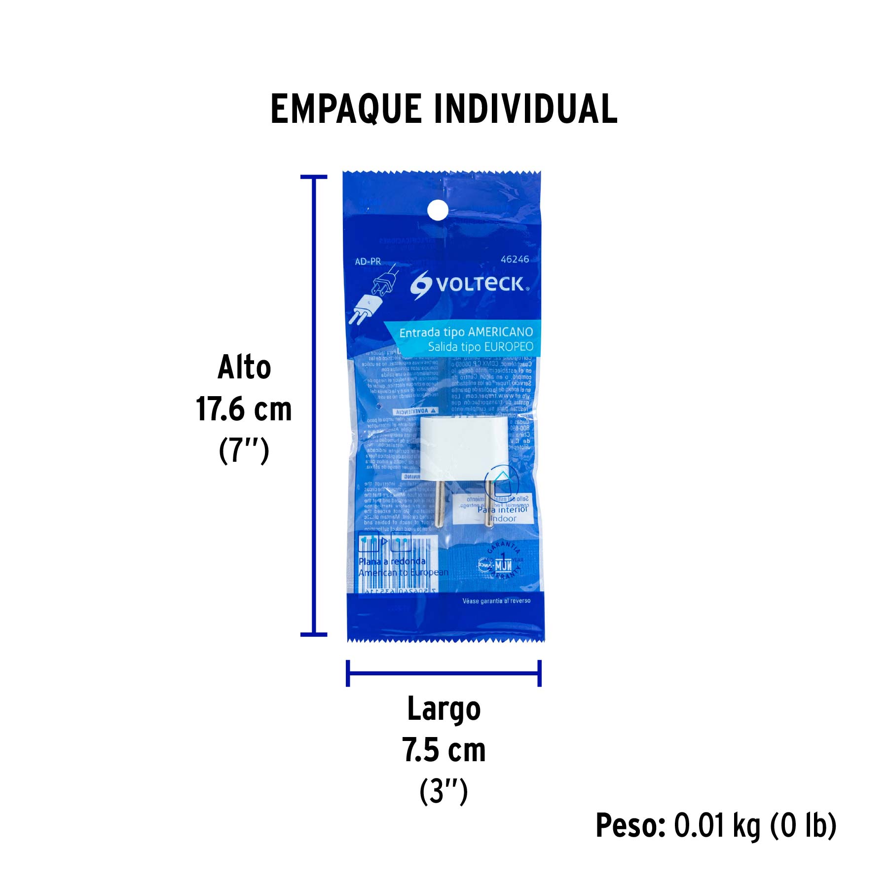 Adaptador barra plana a redonda, VOLTECK - Empaque