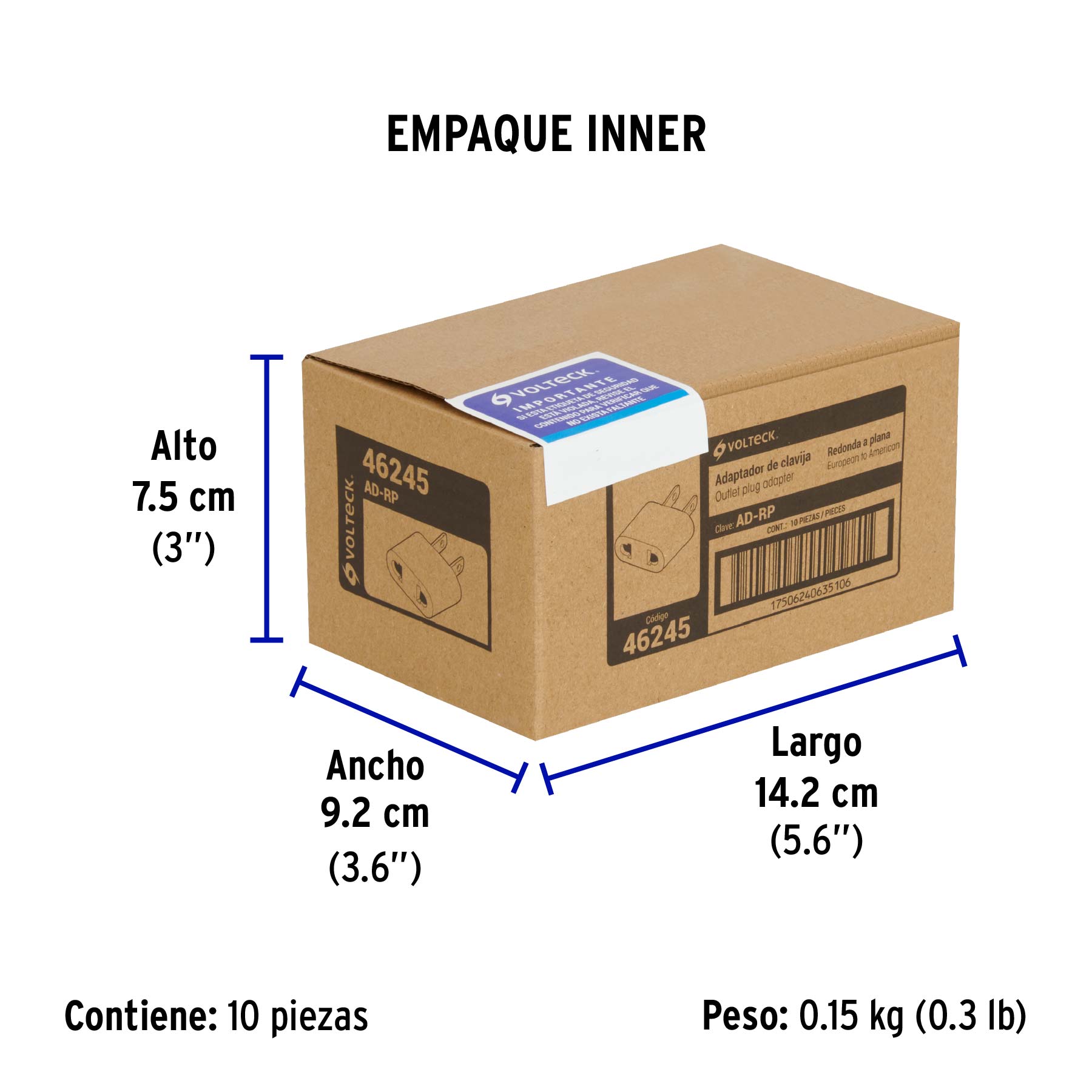 Adaptador barra redonda a plana, VOLTECK - Empaque