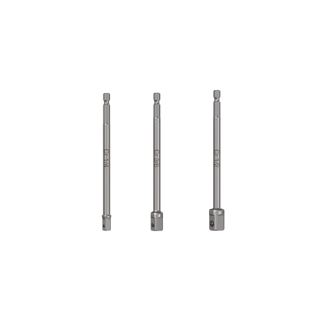 Juego de 3 adaptadores largos para dados de 1/4, 3/8 y 1/2"