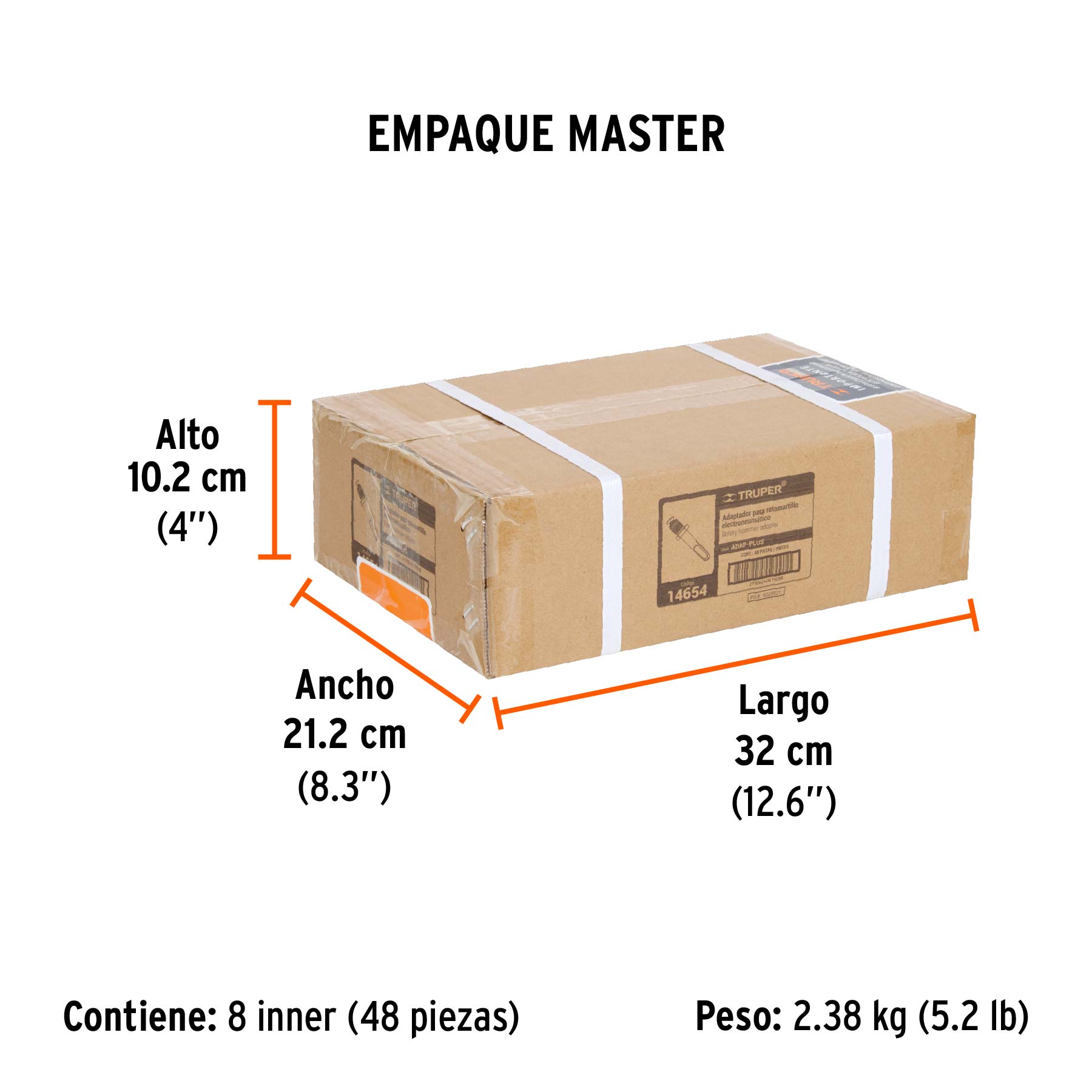 Adaptador SDS Plus para broquero de 1/2", TRUPER - Empaque
