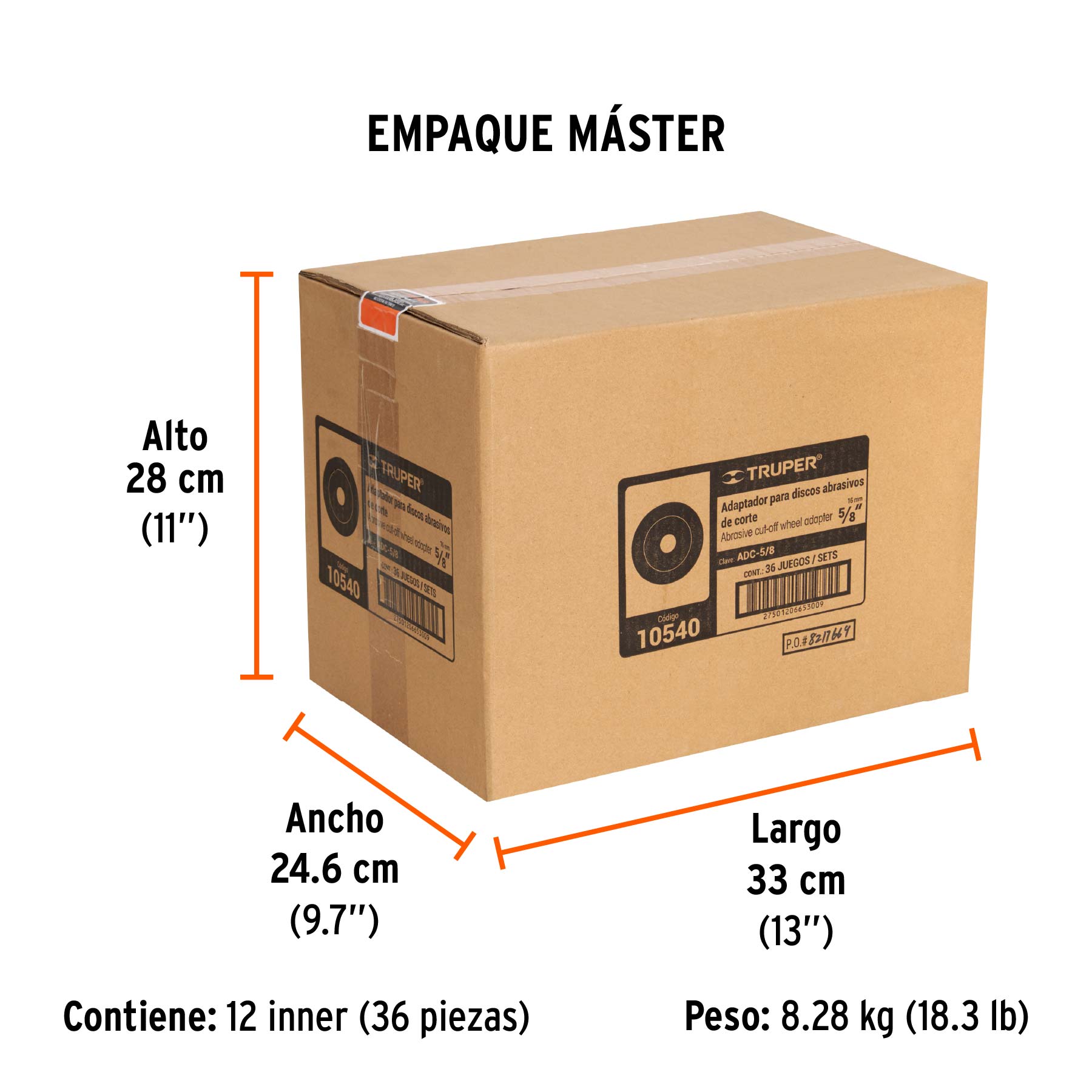 Adaptador para discos abrasivos 7" a 9", tipo 41, 5/8-11-NC - Empaque