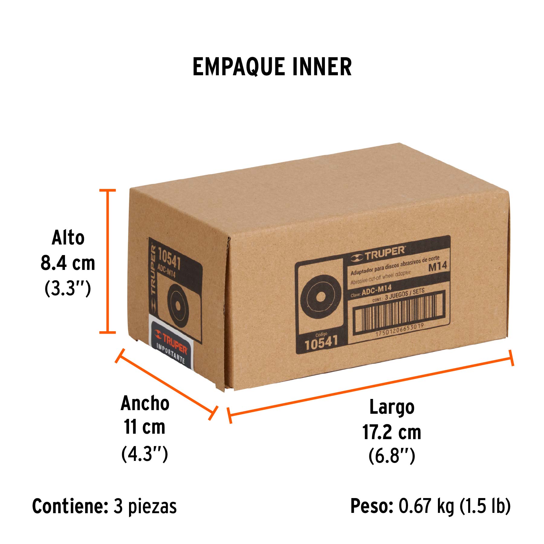 Adaptador para discos abrasivos 7" a 9", tipo 41, M14-2 mm - Empaque