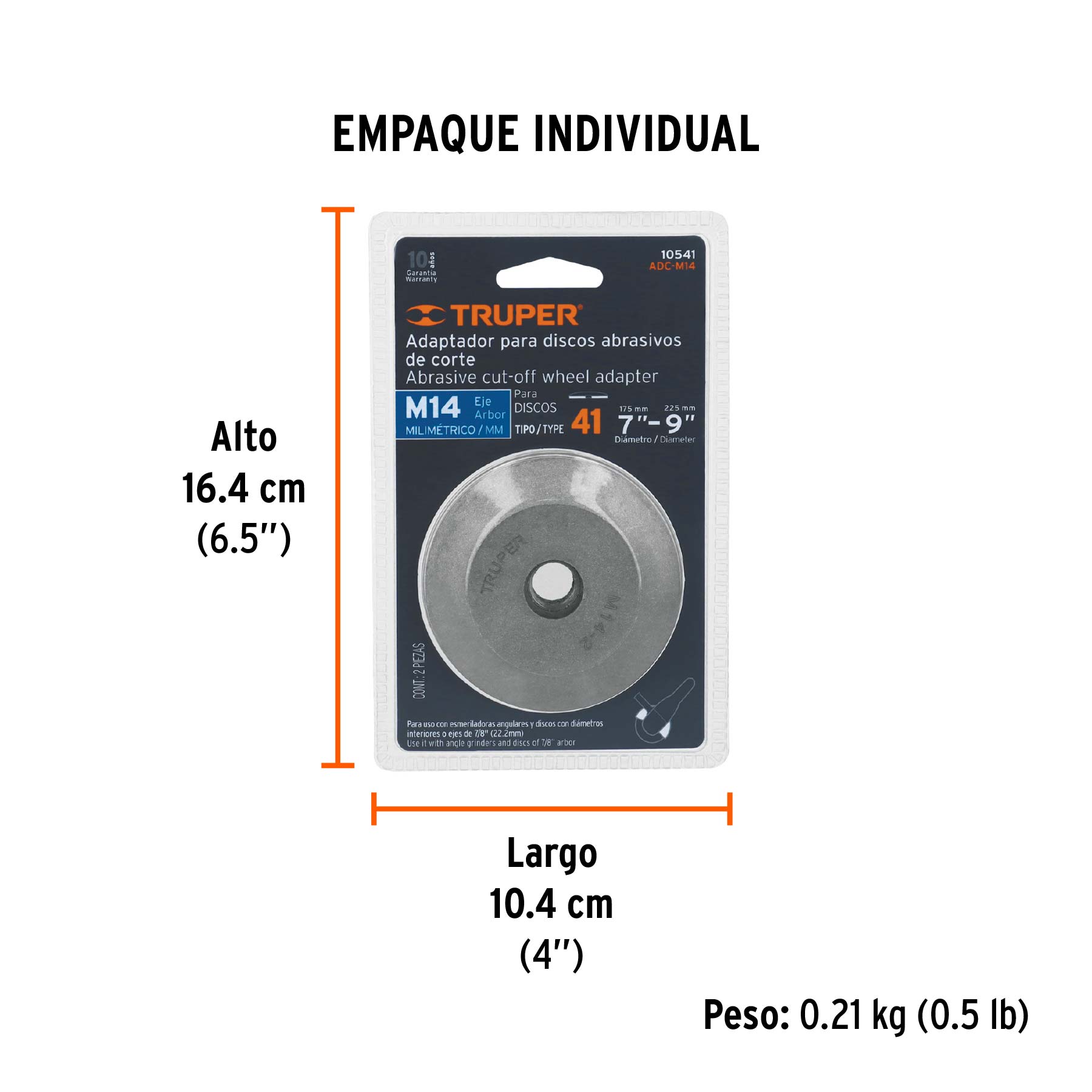 Adaptador para discos abrasivos 7" a 9", tipo 41, M14-2 mm - Empaque