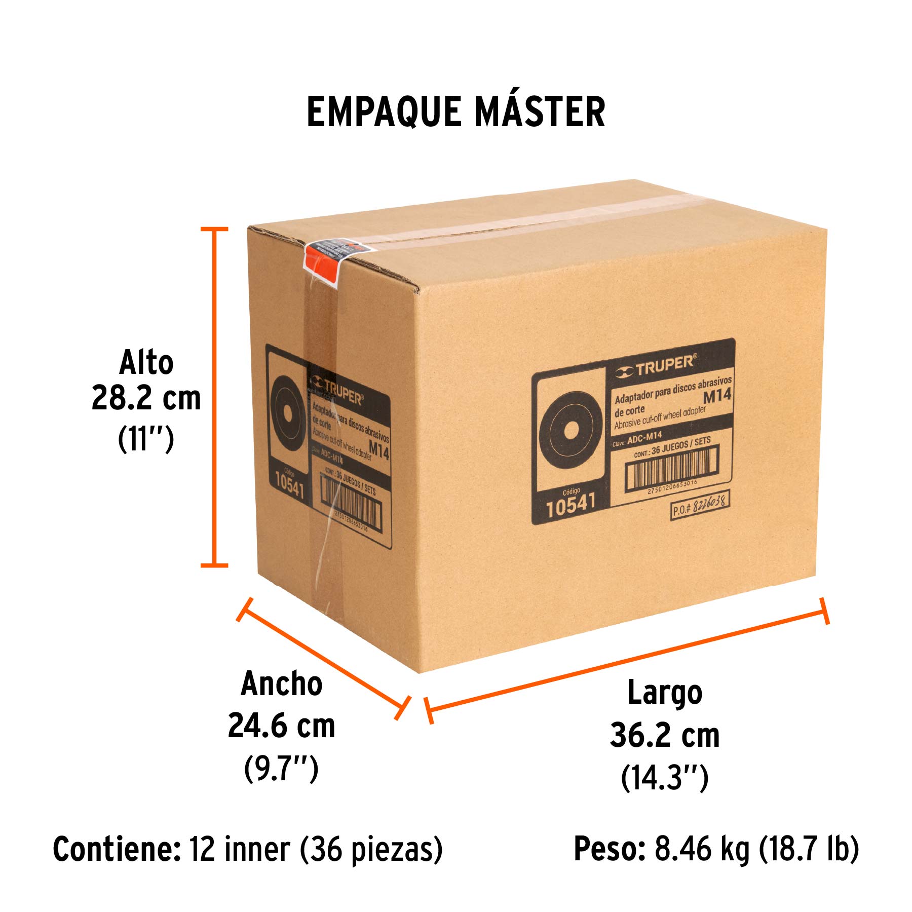Adaptador para discos abrasivos 7" a 9", tipo 41, M14-2 mm - Empaque
