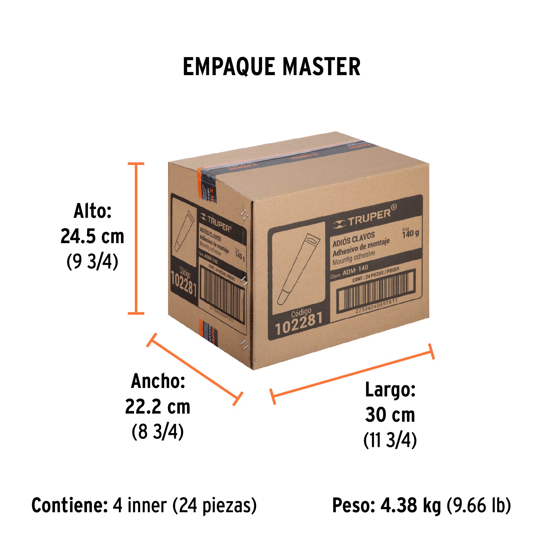 Adhesivo de montaje Adiós clavos, 140 g, TRUPER - Empaque