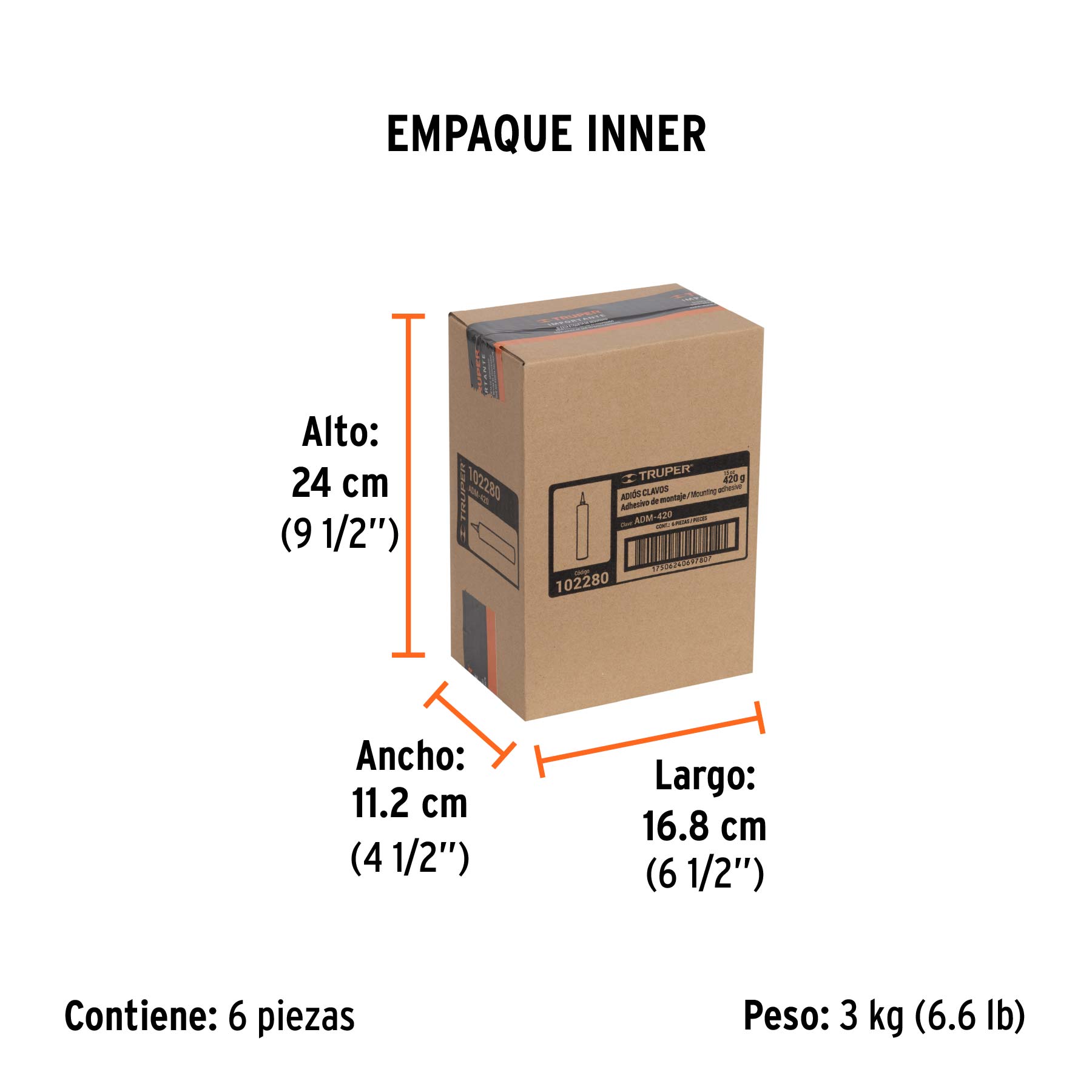 Adhesivo de montaje Adiós clavos, 420 g, TRUPER - Empaque