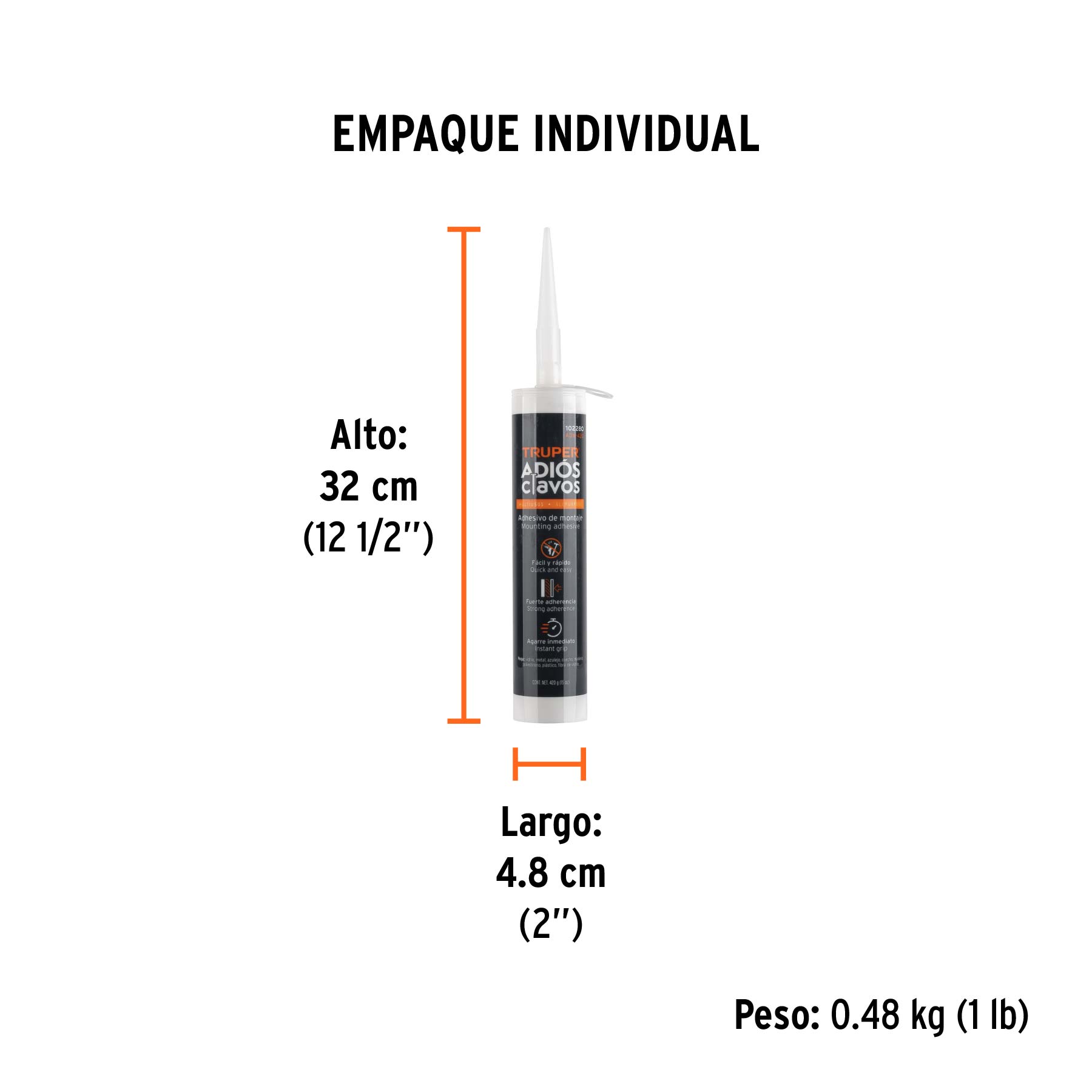 Adhesivo de montaje Adiós clavos, 420 g, TRUPER - Empaque