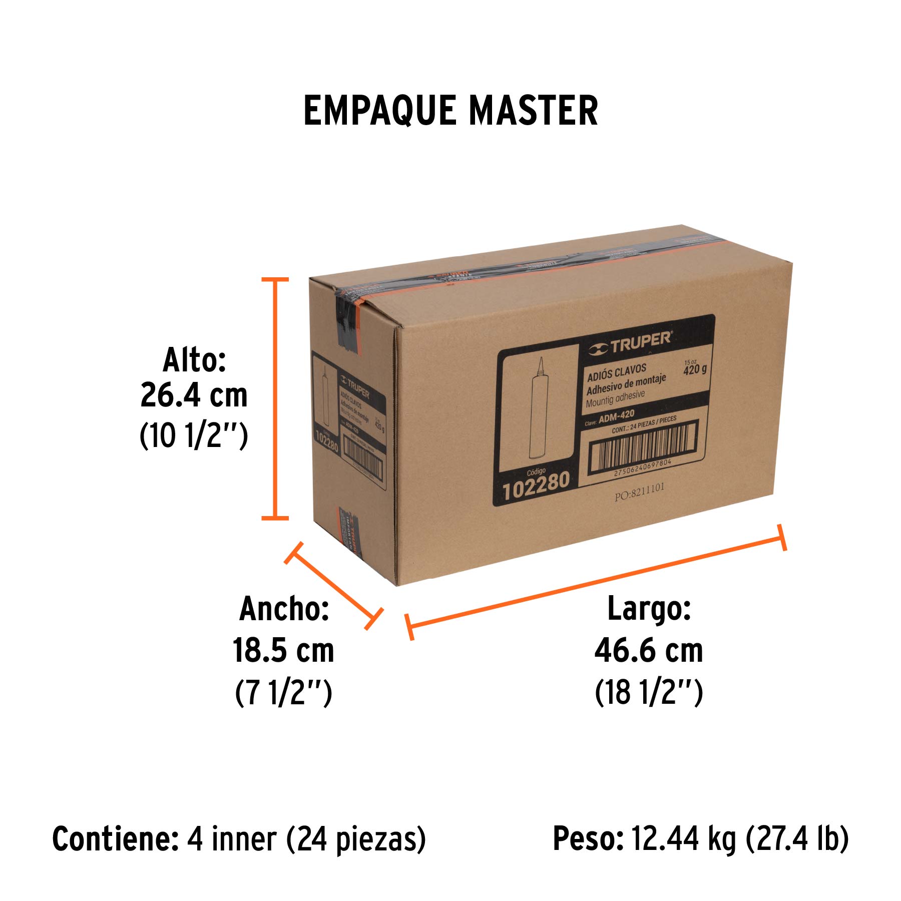 Adhesivo de montaje Adiós clavos, 420 g, TRUPER - Empaque