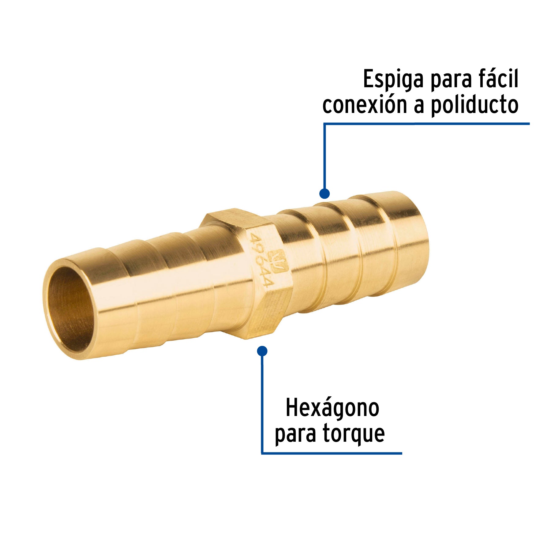 Cople inserción de latón 1/2" para manguera, FOSET