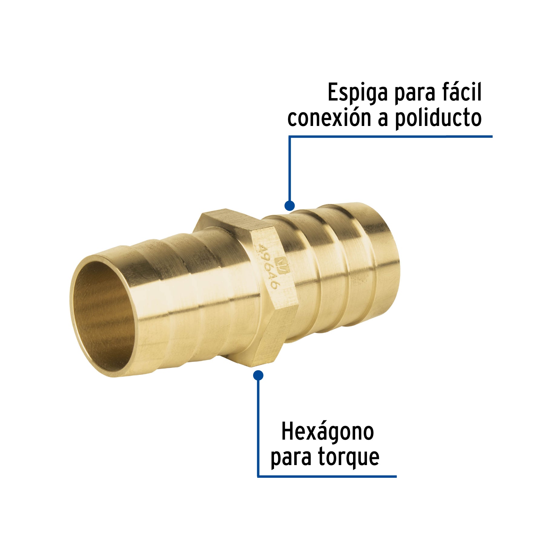 Cople inserción de latón 1" para manguera, FOSET