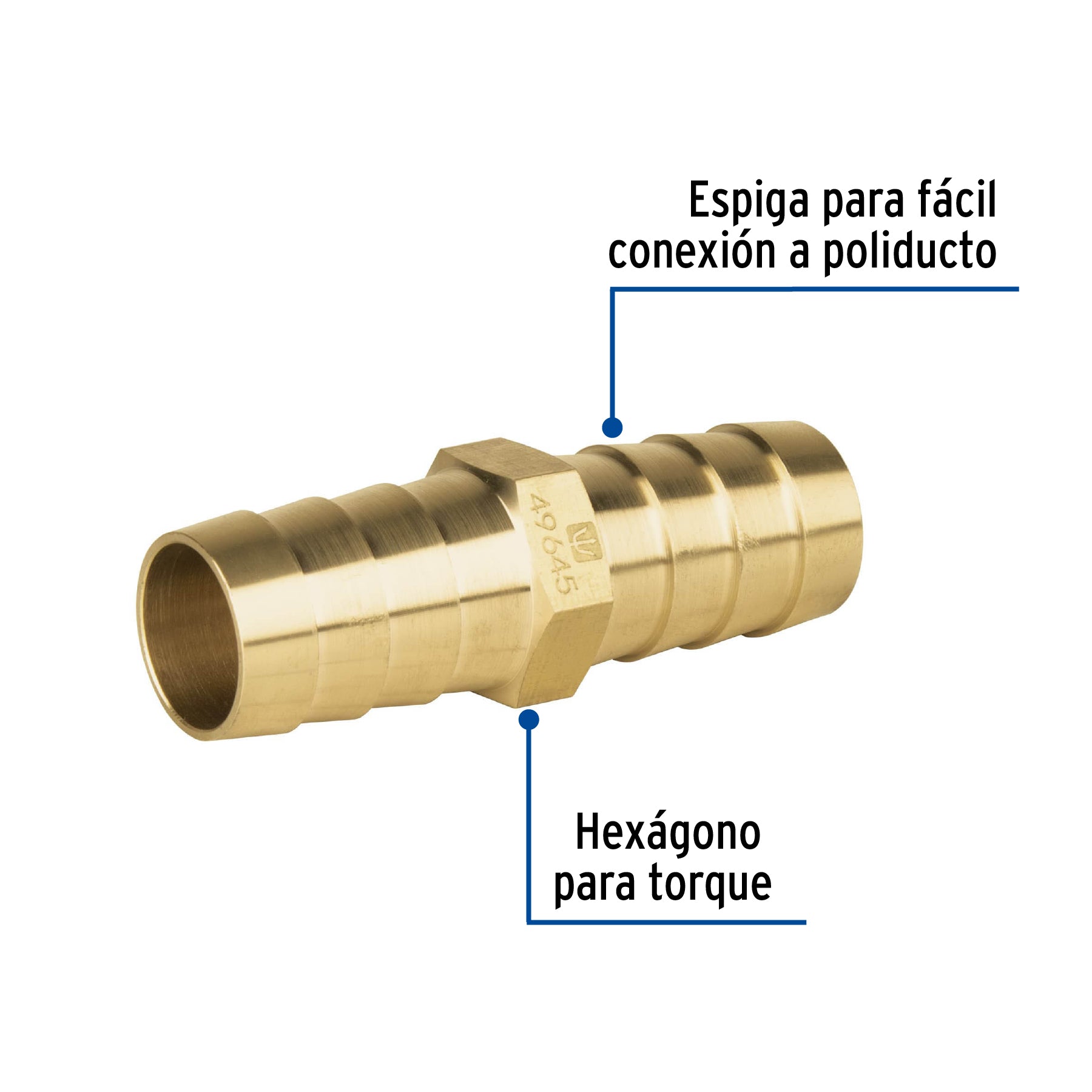 Cople inserción de latón 3/4" para manguera, FOSET