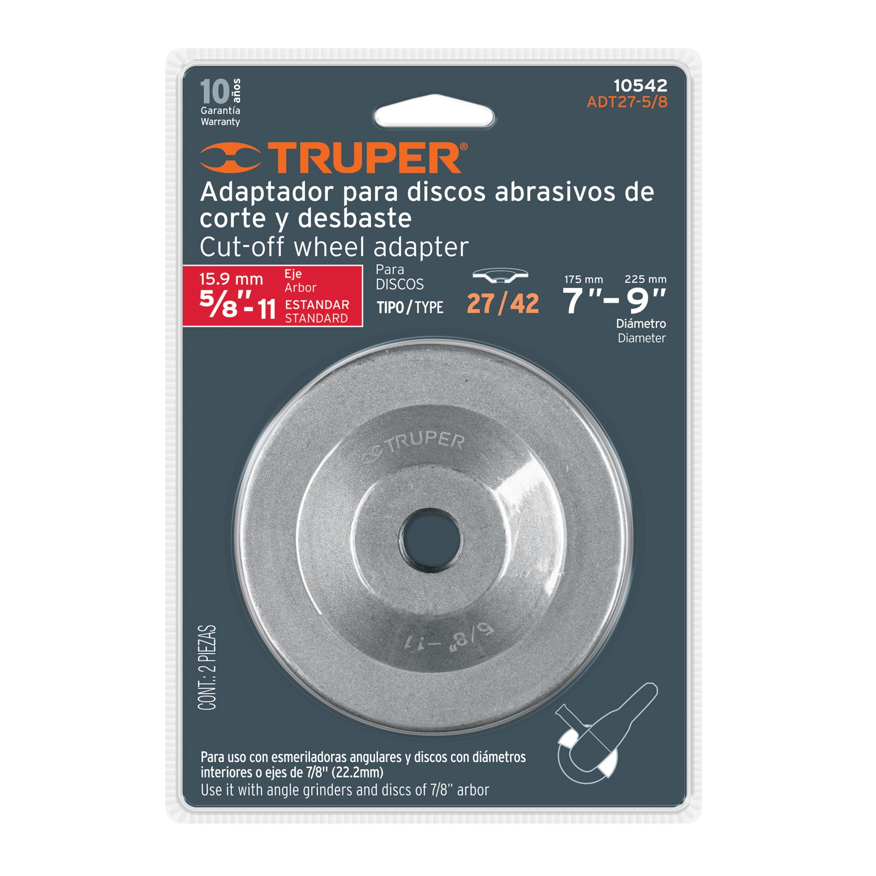 Adaptador para discos abrasivos 7" a 9", tipo 42, 5/8-11-NC