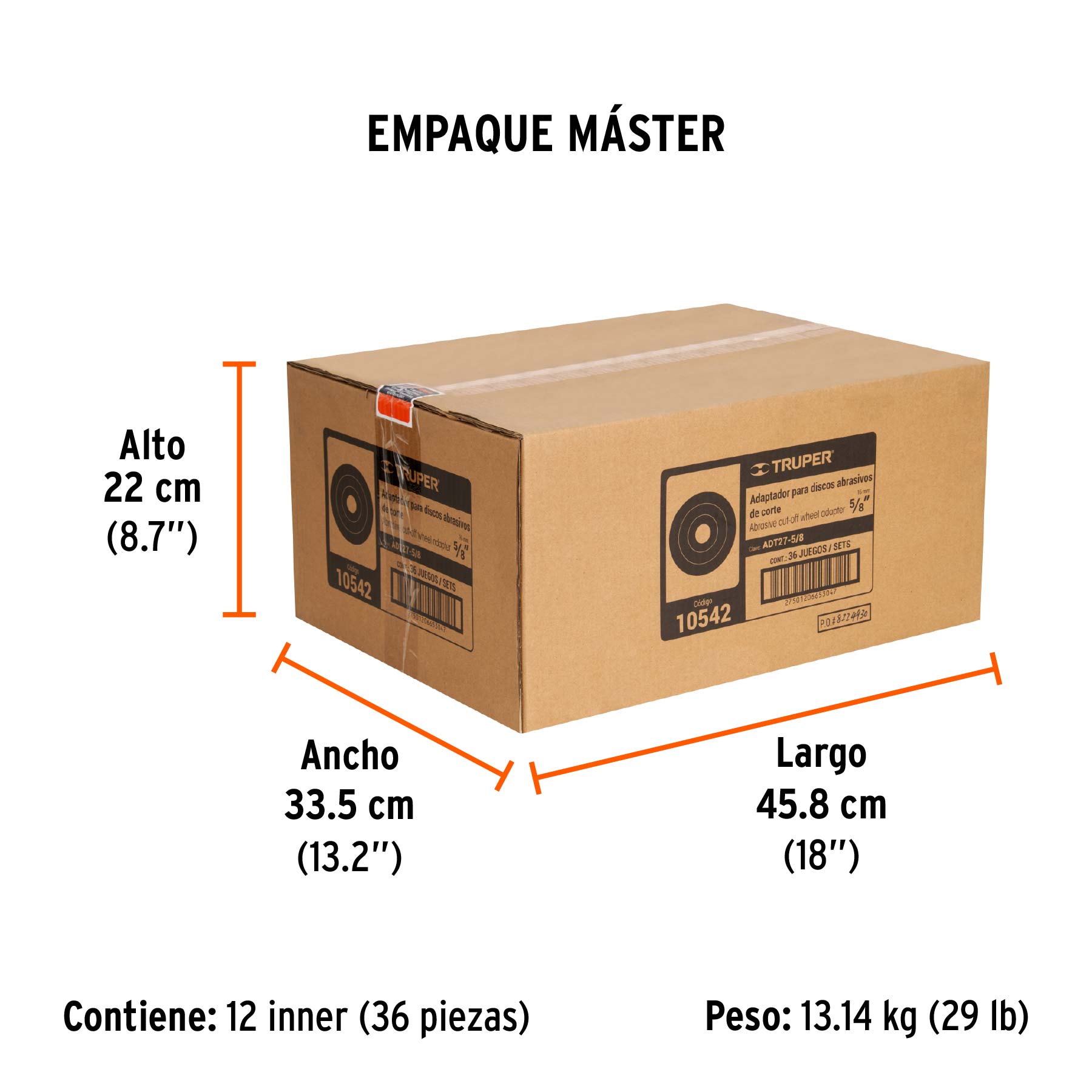 Adaptador para discos abrasivos 7" a 9", tipo 42, 5/8-11-NC - Empaque