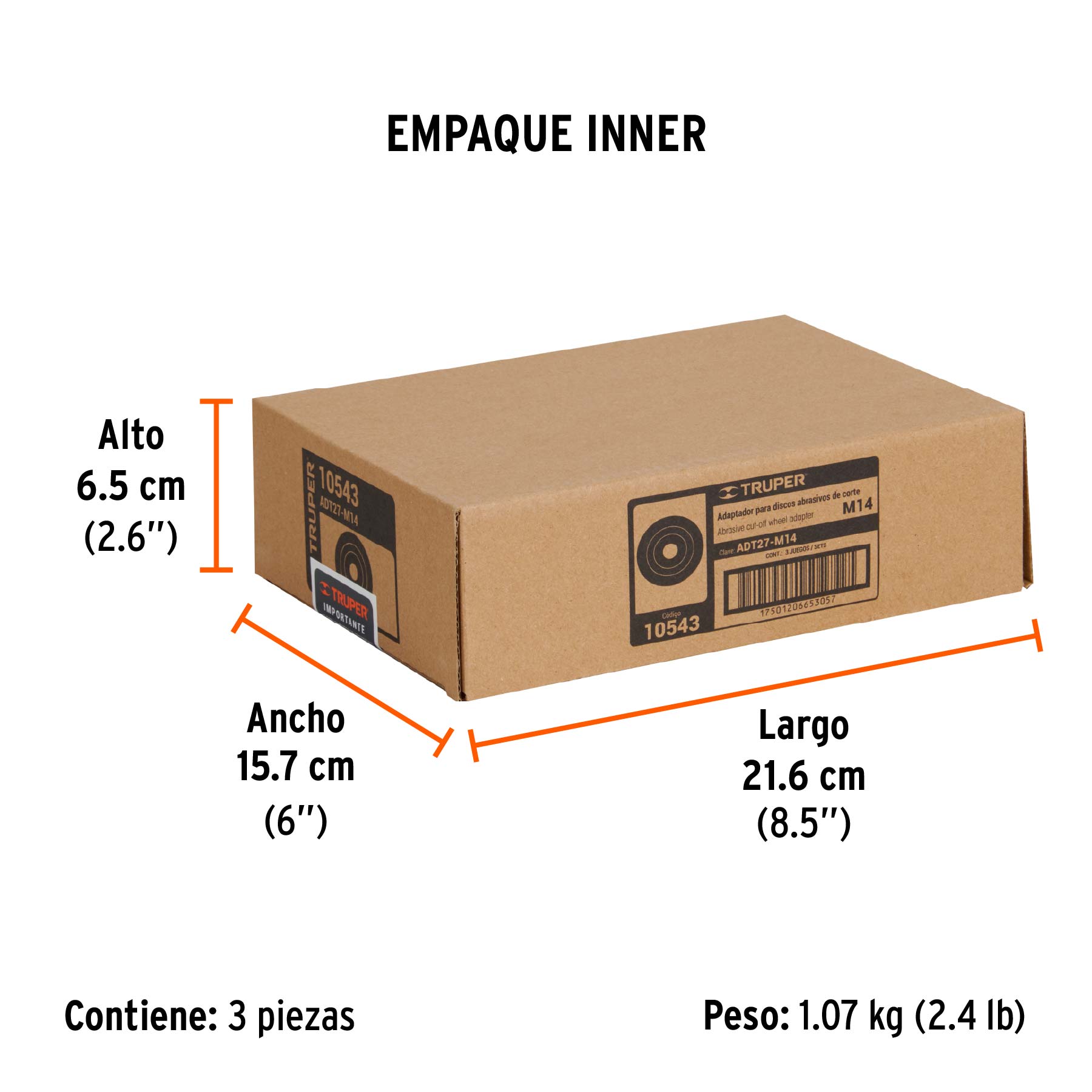 Adaptador para discos abrasivos 7" a 9", tipo 42, M14-2 mm - Empaque