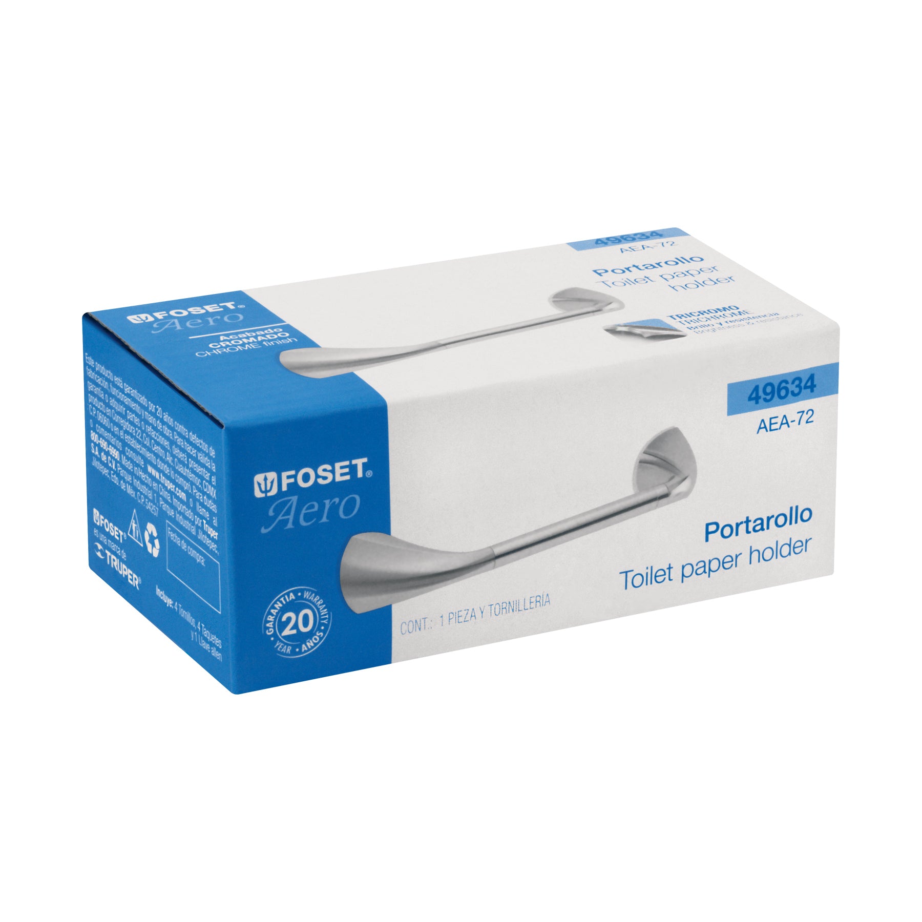 Portarrollo con barra de acero inoxidable, FOSET AERO