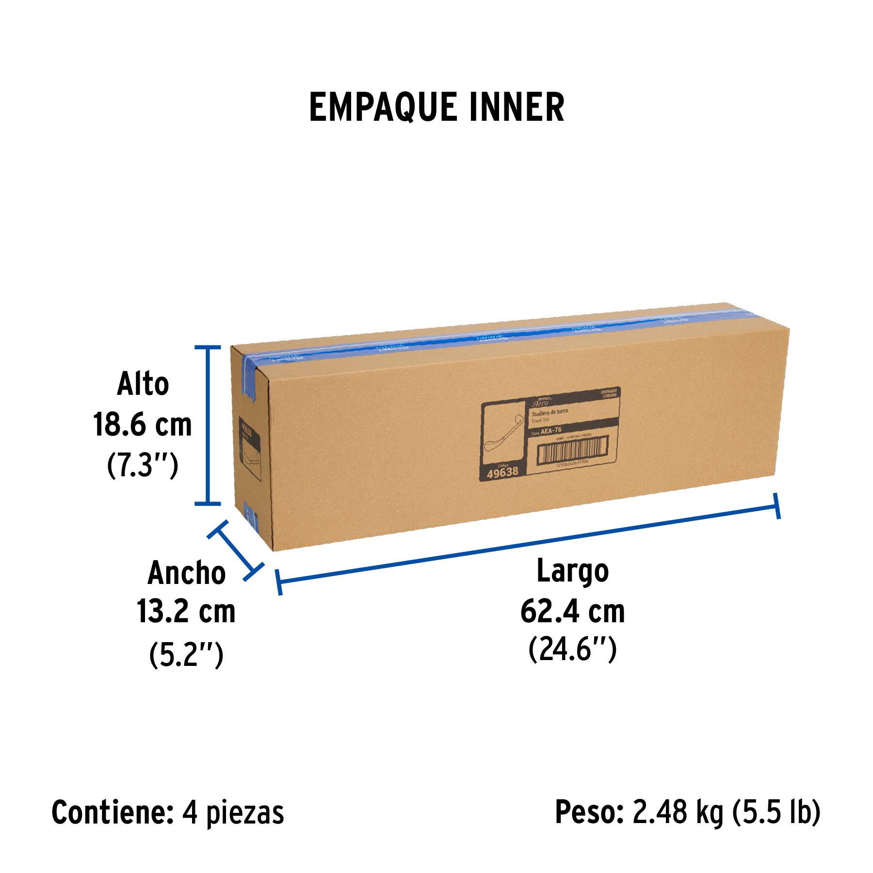 Toallero con barra de acero inoxidable, FOSET AERO - Empaque
