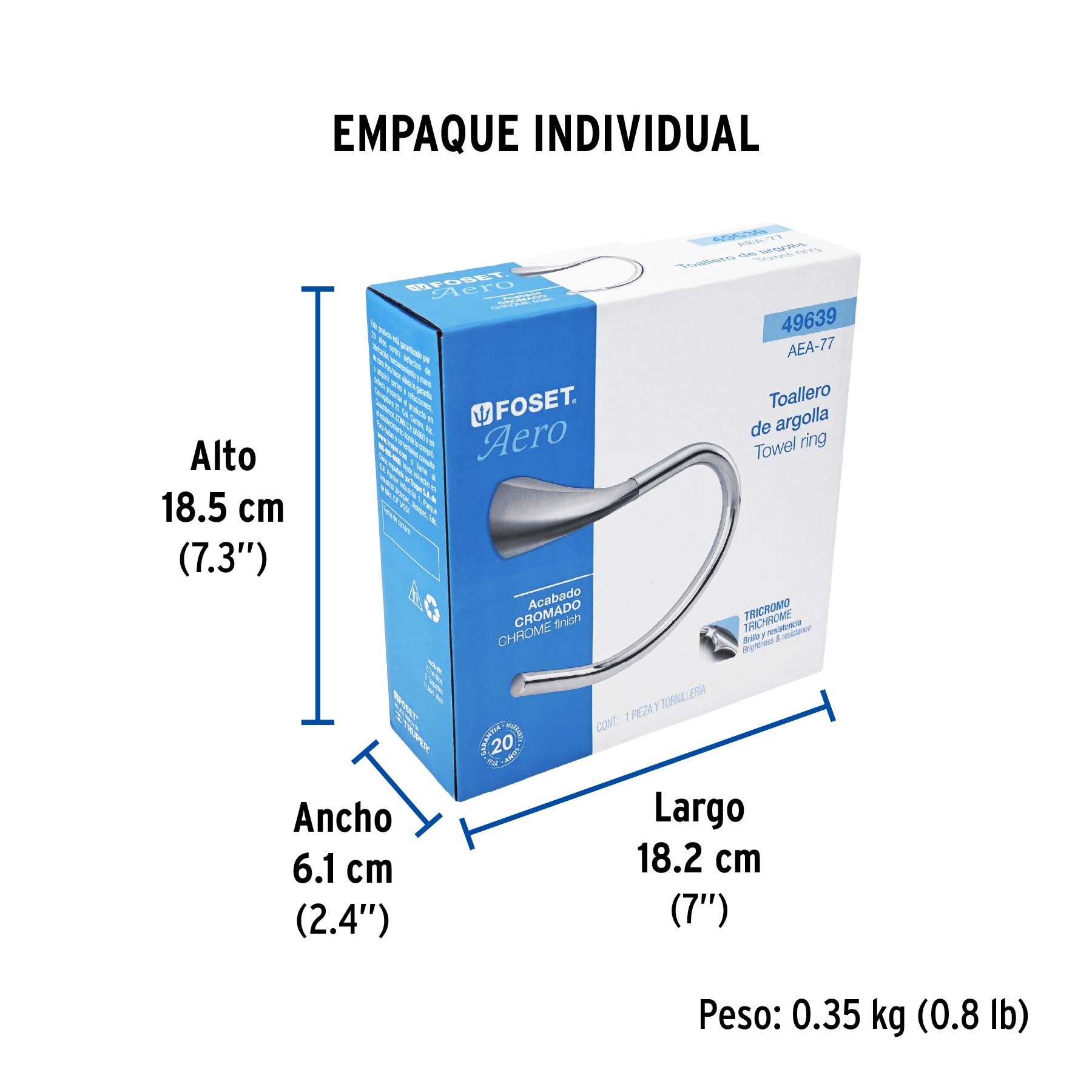 Toallero metálico de argolla, FOSET AERO - Empaque