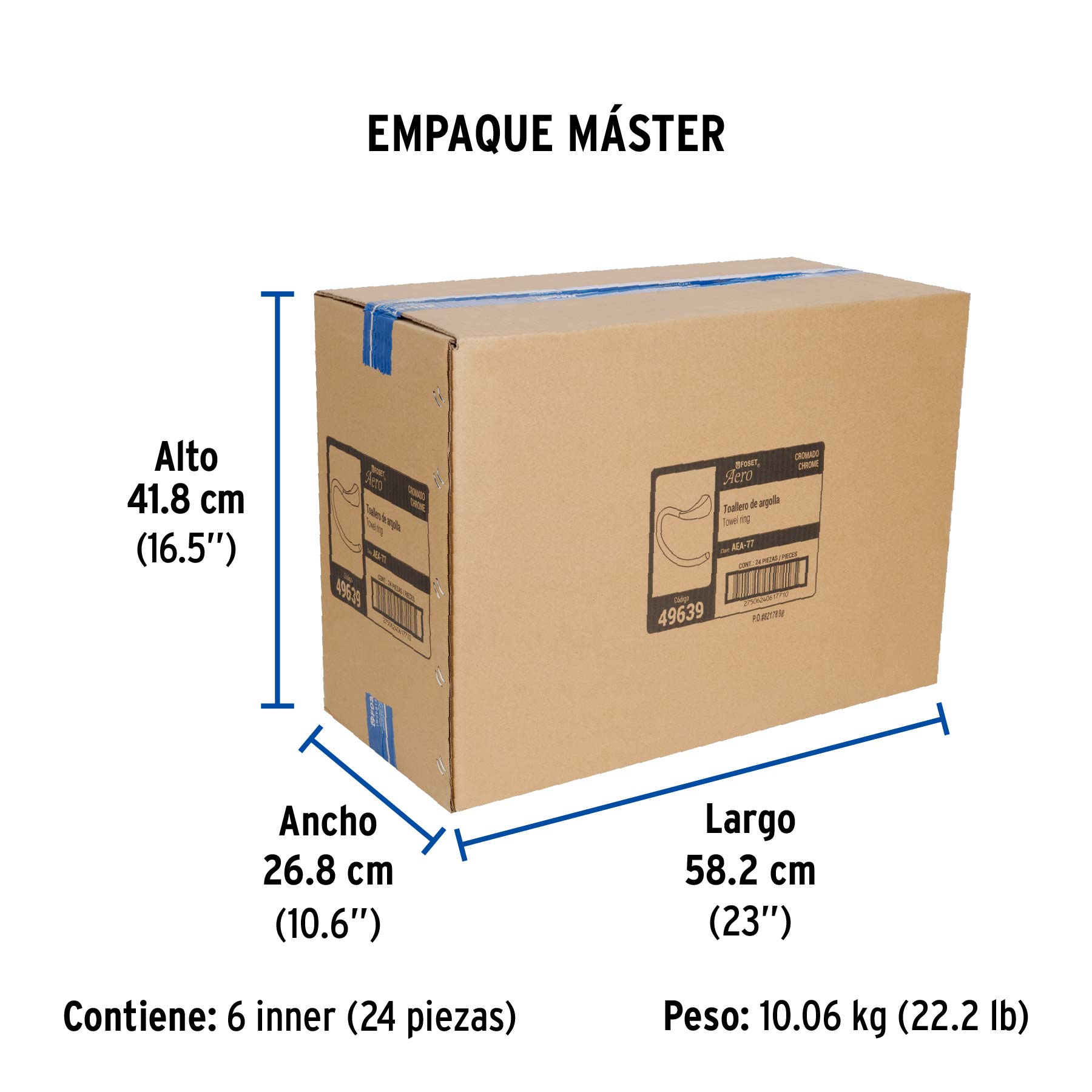 Toallero metálico de argolla, FOSET AERO - Empaque