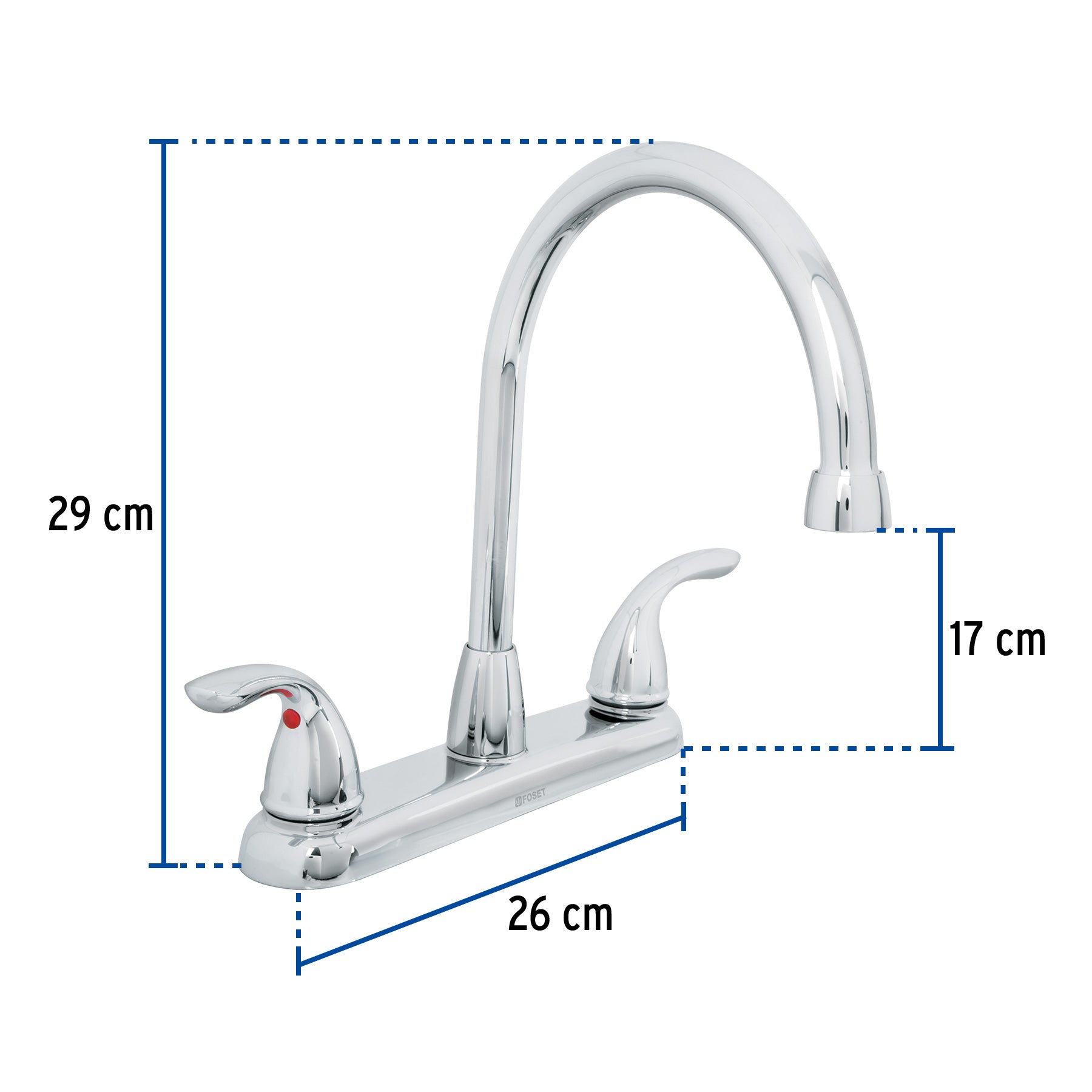 Mezcladora 8" cuello alto para fregadero, FOSET AERO