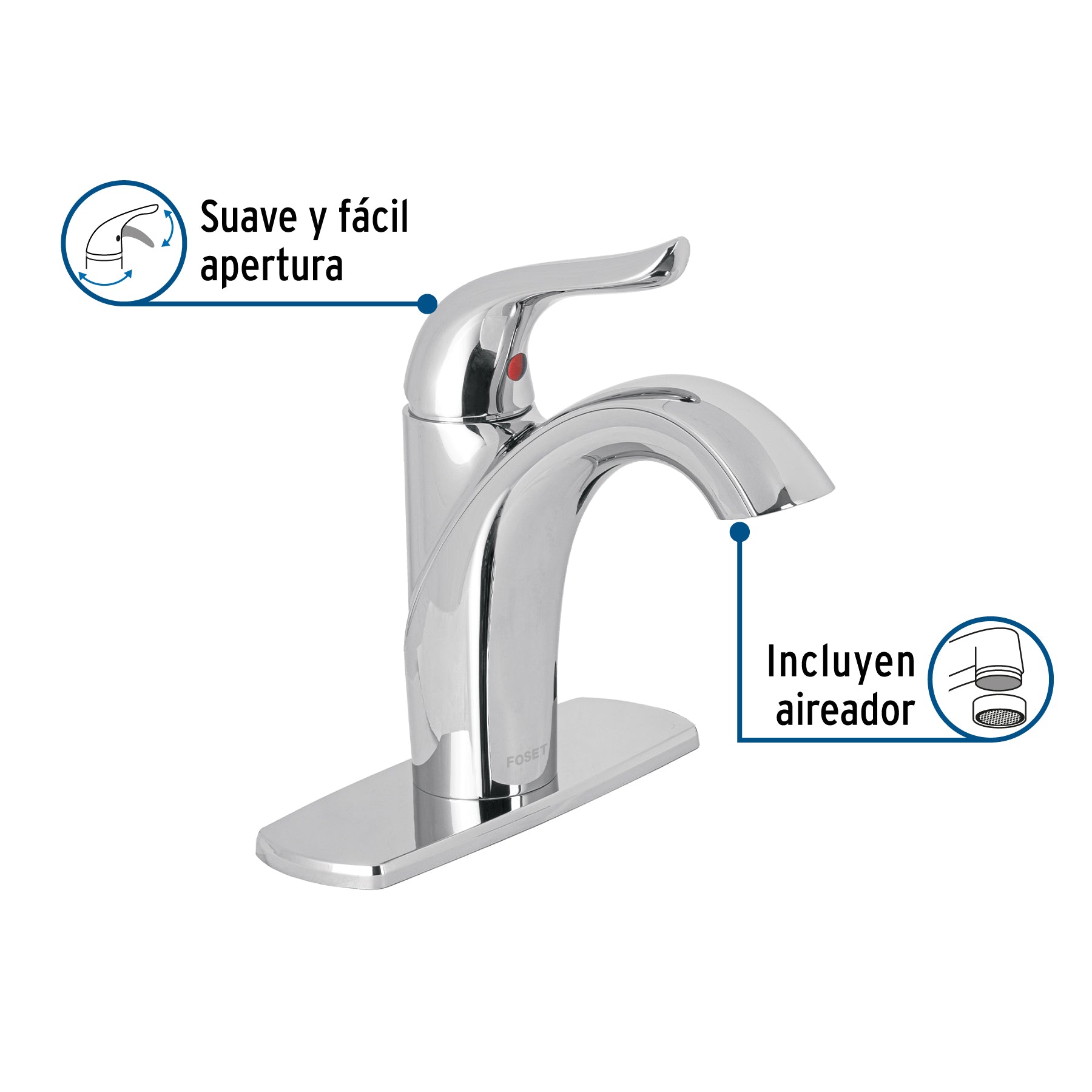 Monomando corto lavabo, cromo, FOSET AERO