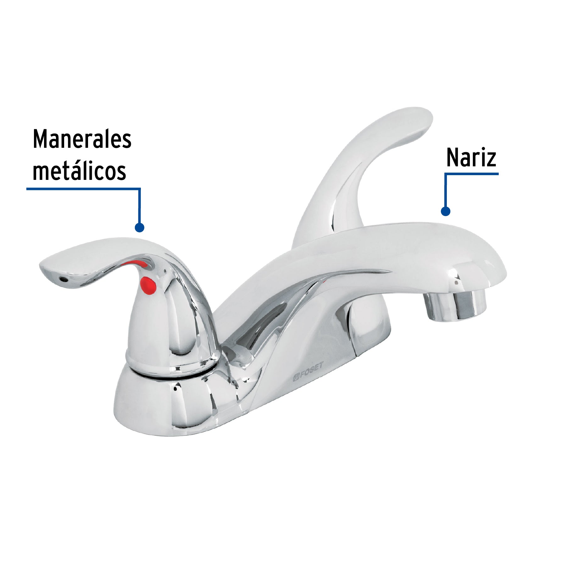 Mezcladora 4" nariz larga para lavabo, FOSET AERO