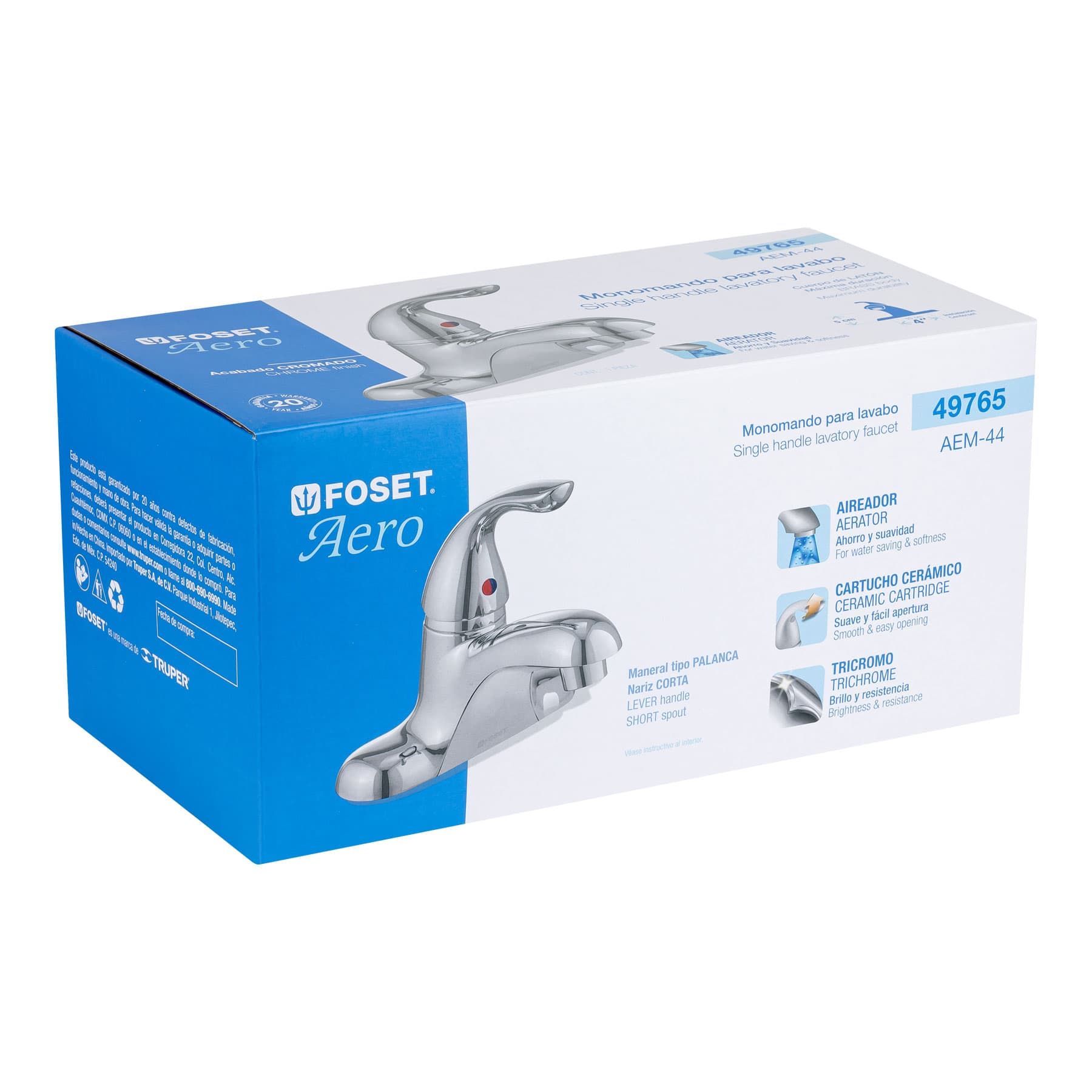 Monomando 4" para lavabo, FOSET AERO
