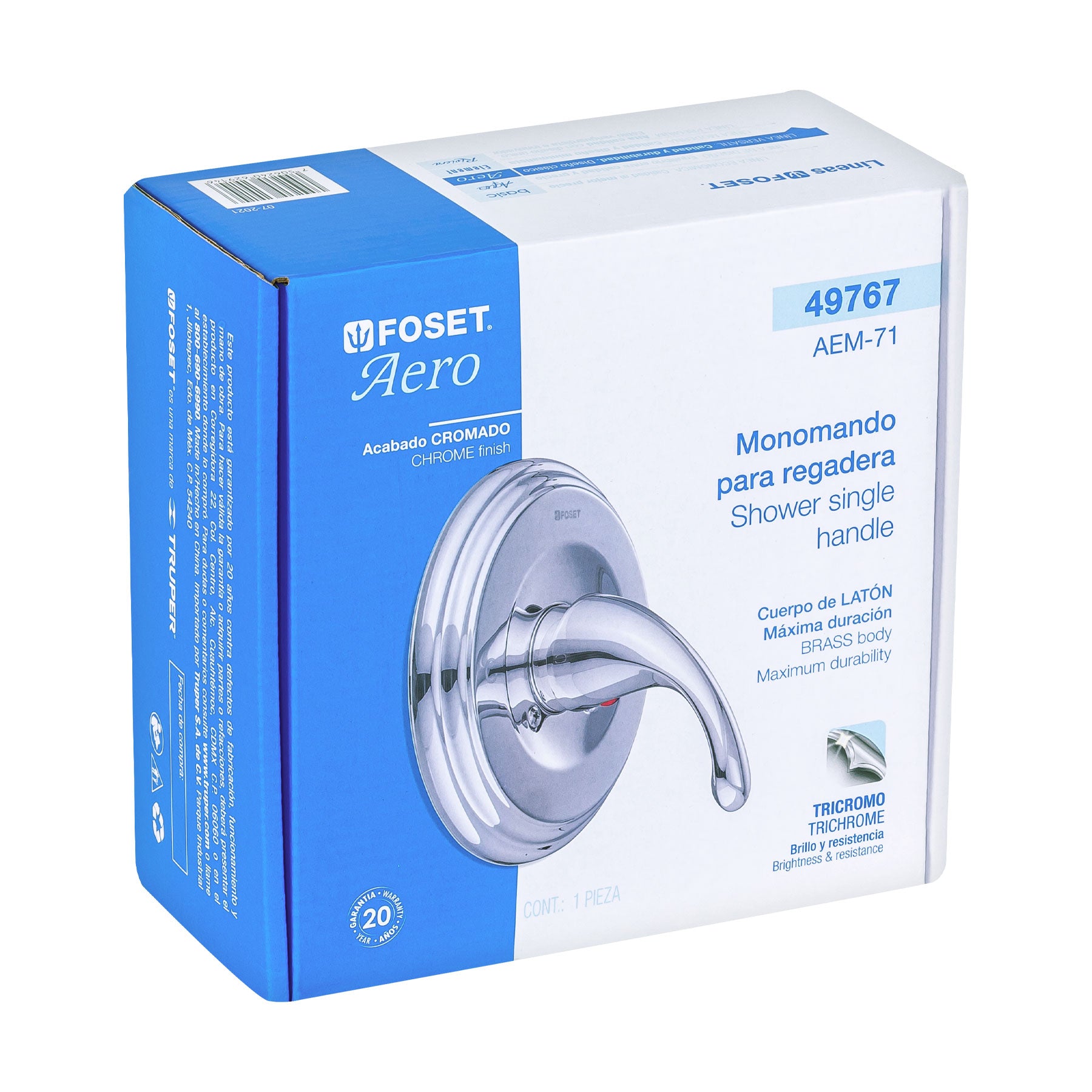 Monomando para regadera, cromo, AERO