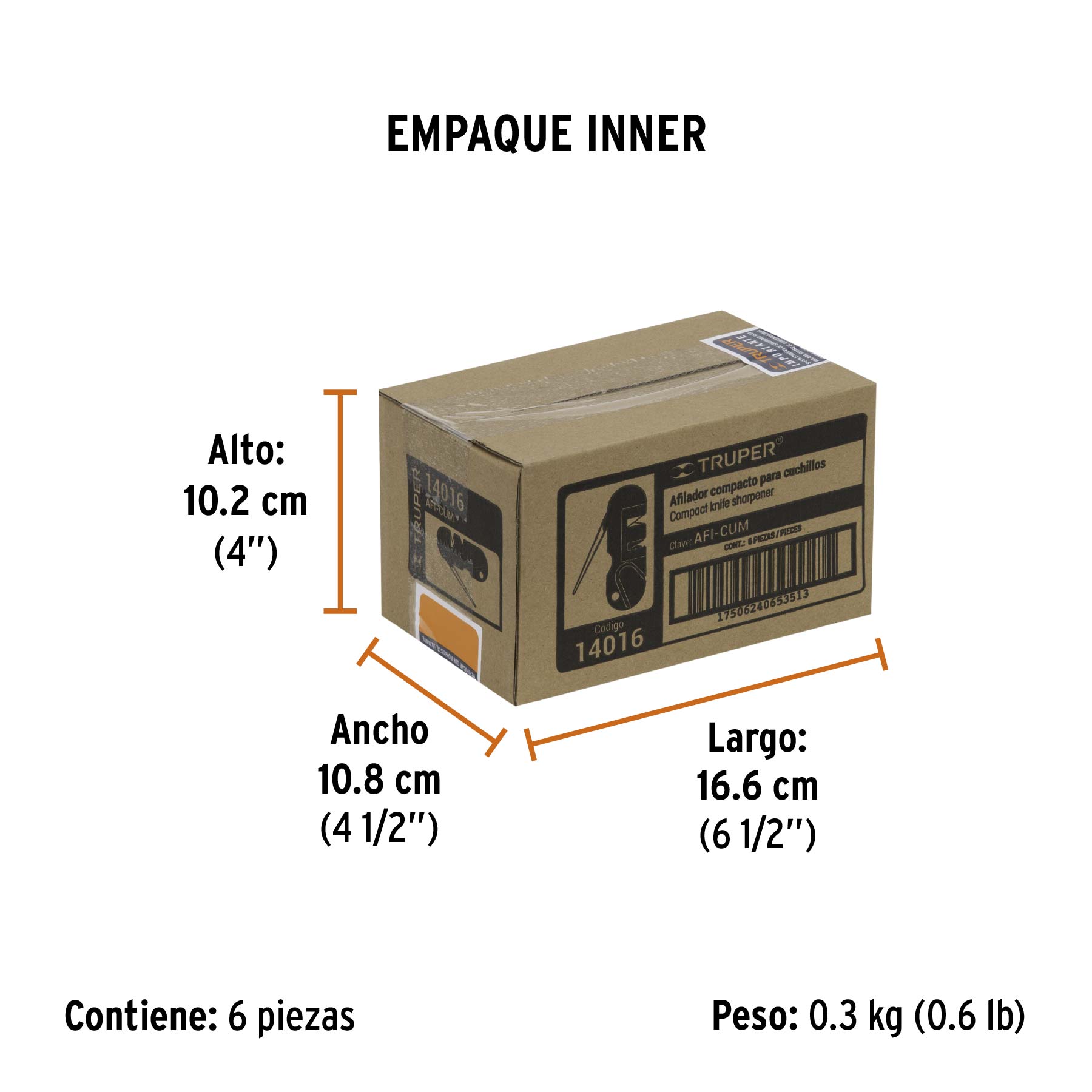 Afilador de cuchillos, de bolsillo, TRUPER - Empaque