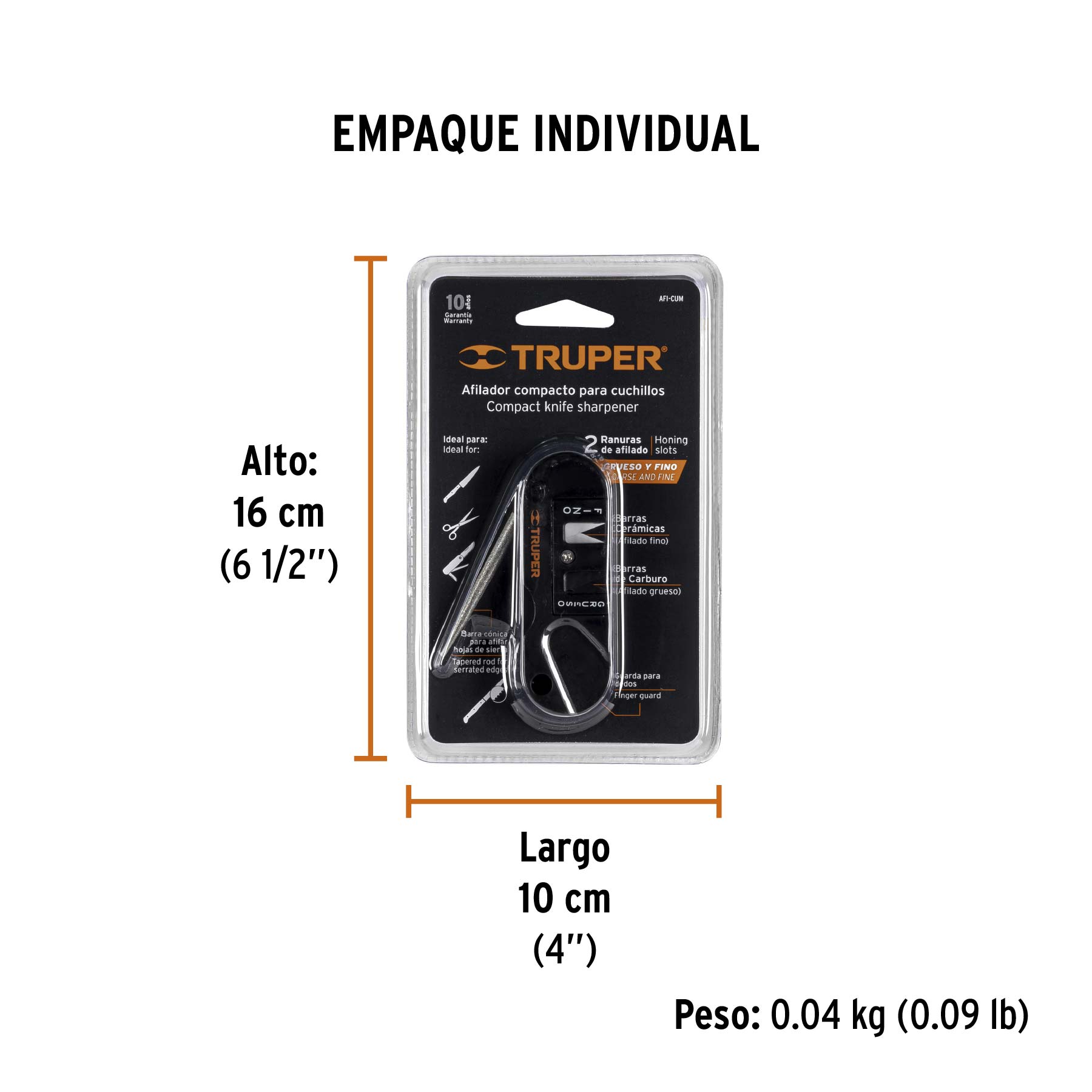 Afilador de cuchillos, de bolsillo, TRUPER - Empaque