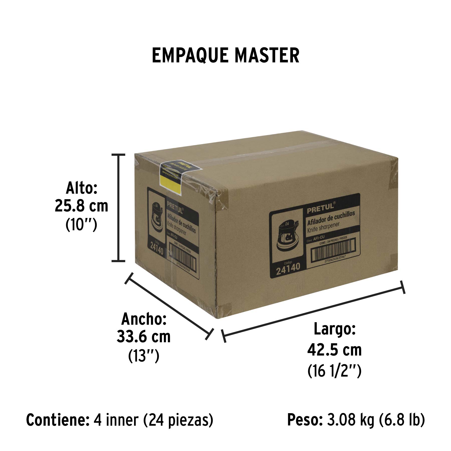 Afilador de cuchillos, cuerpo de ABS, PRETUL - Empaque