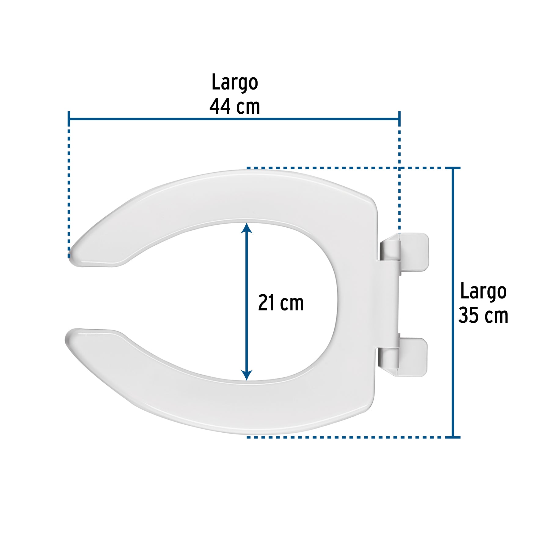 Asiento alargado sin tapa para taza fluxómetro, blanco,FOSET